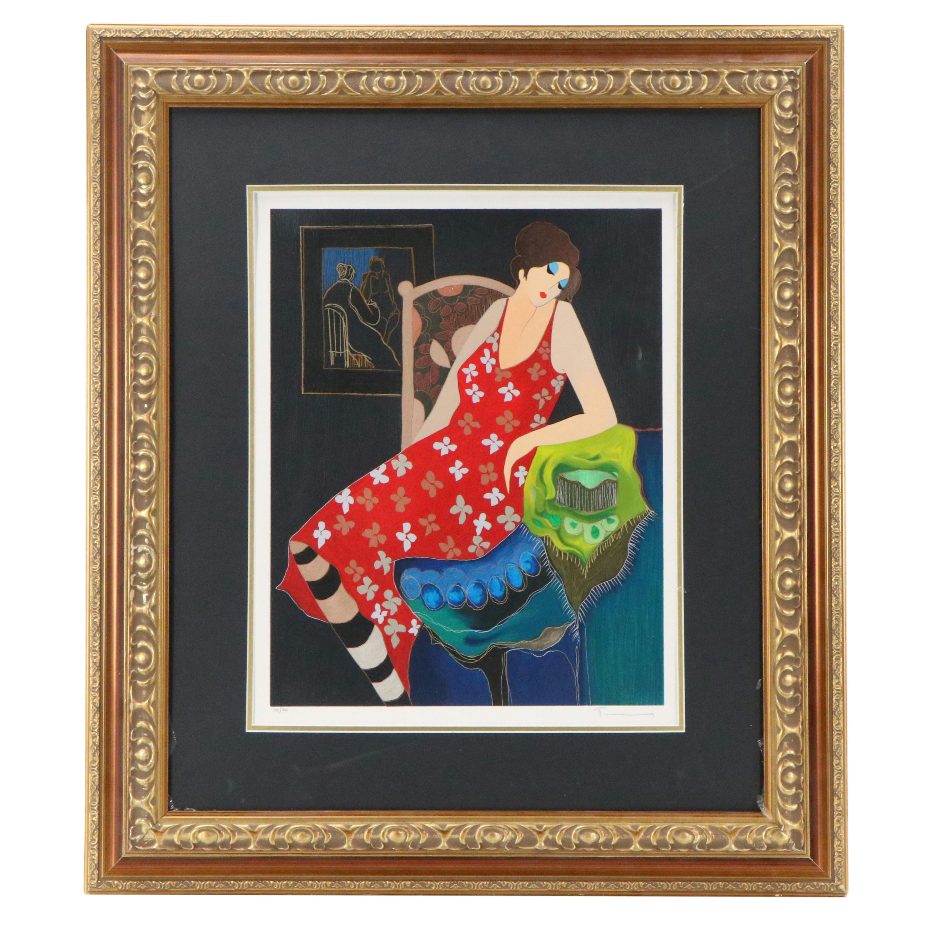 Itzchak Tarkay Serigraph "Crimson"