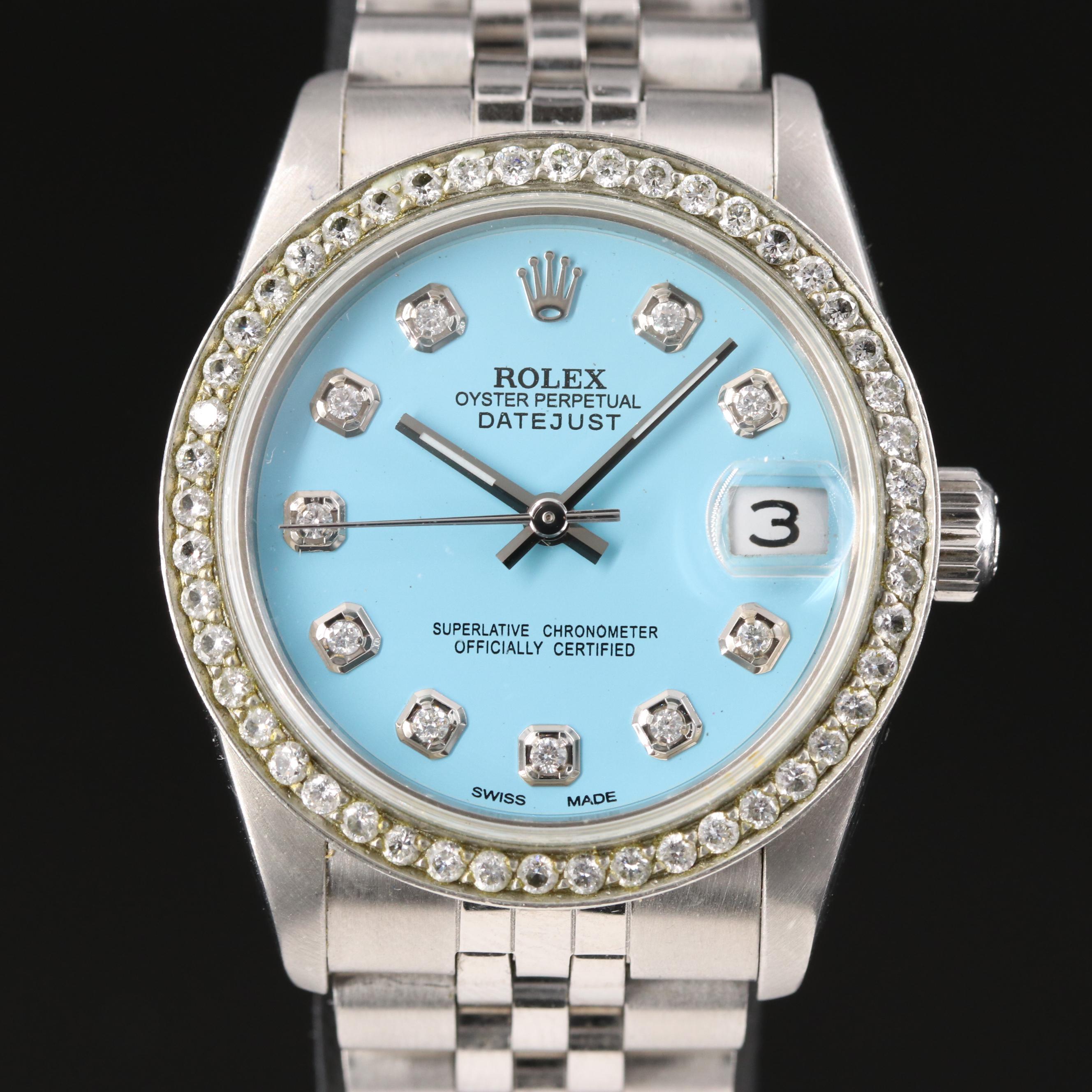 1989 Rolex Custom 1.00 CTW Diamond Dial and Bezel Datejust Watch