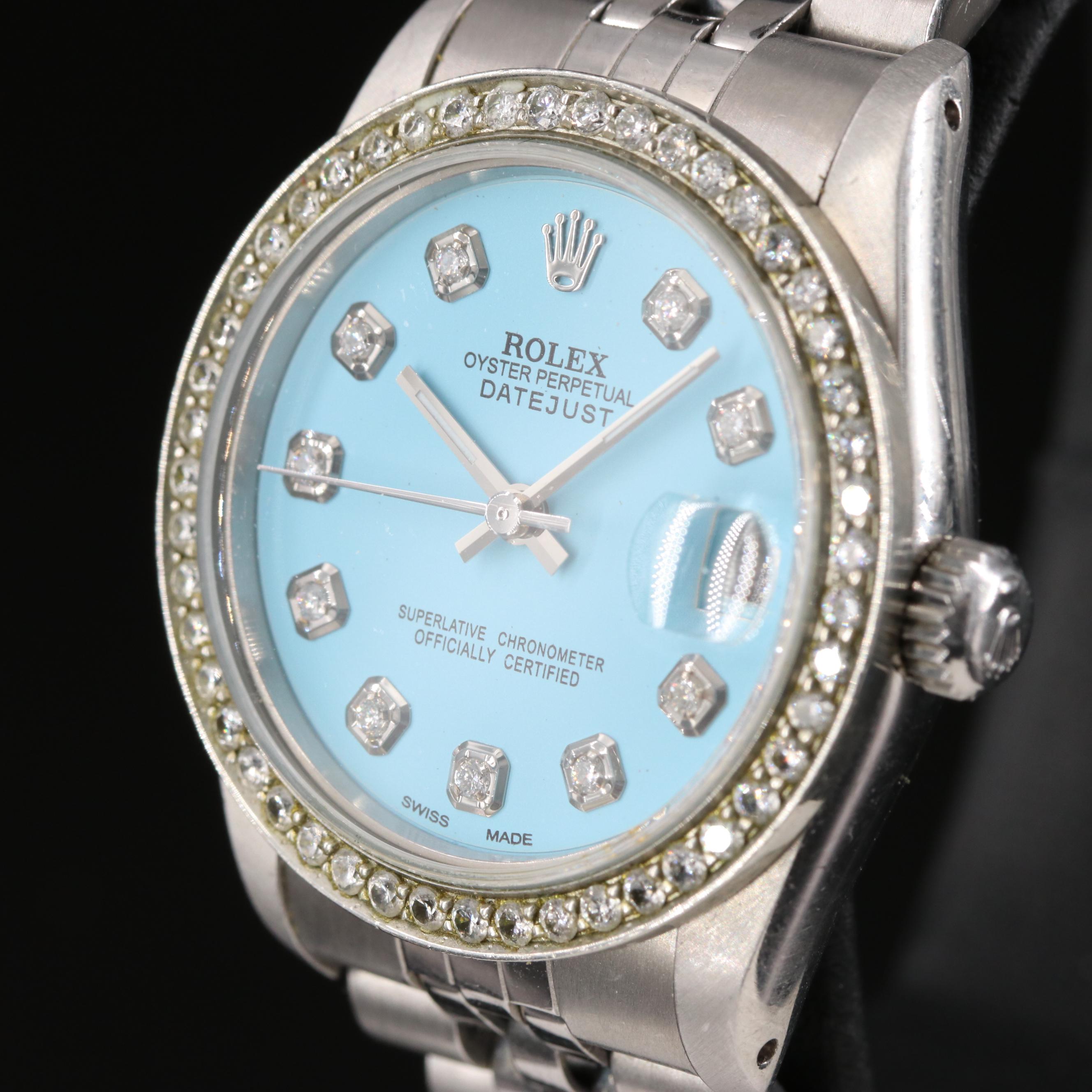 1989 Rolex Custom 1.00 CTW Diamond Dial and Bezel Datejust Watch