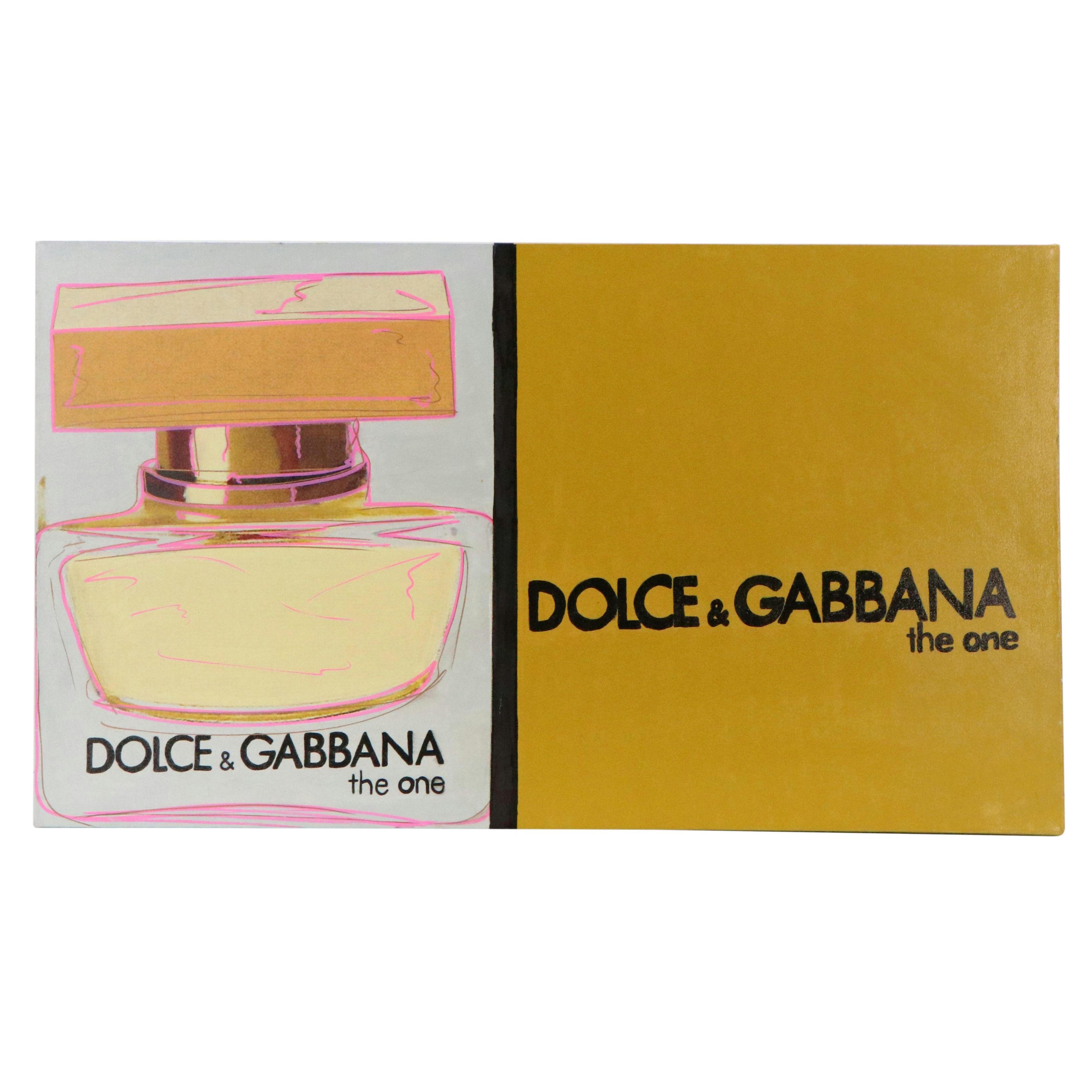 Steve Kaufman Mixed Media Painting of Dolce & Gabbana Perfume Ad