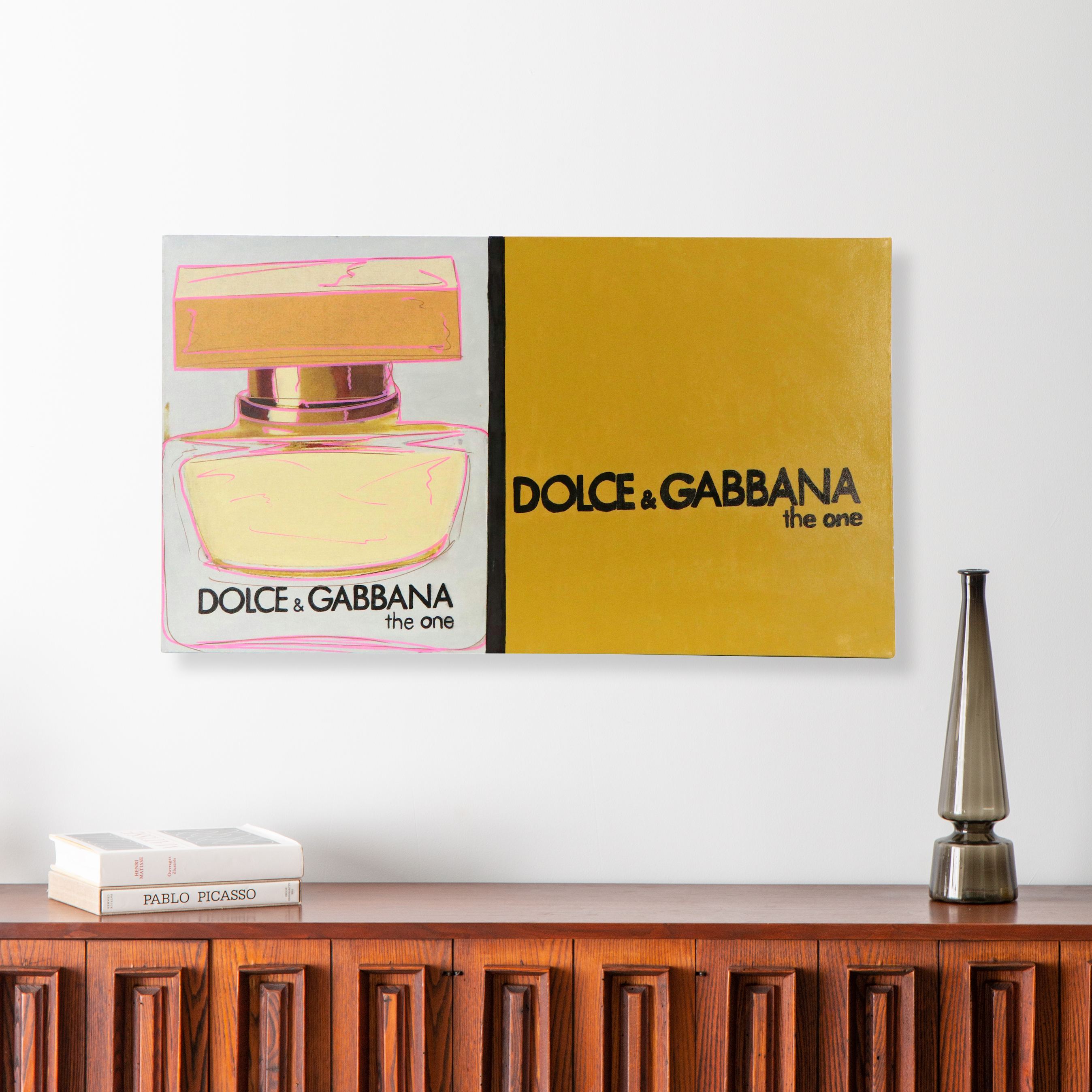 Steve Kaufman Mixed Media Painting of Dolce & Gabbana Perfume Ad