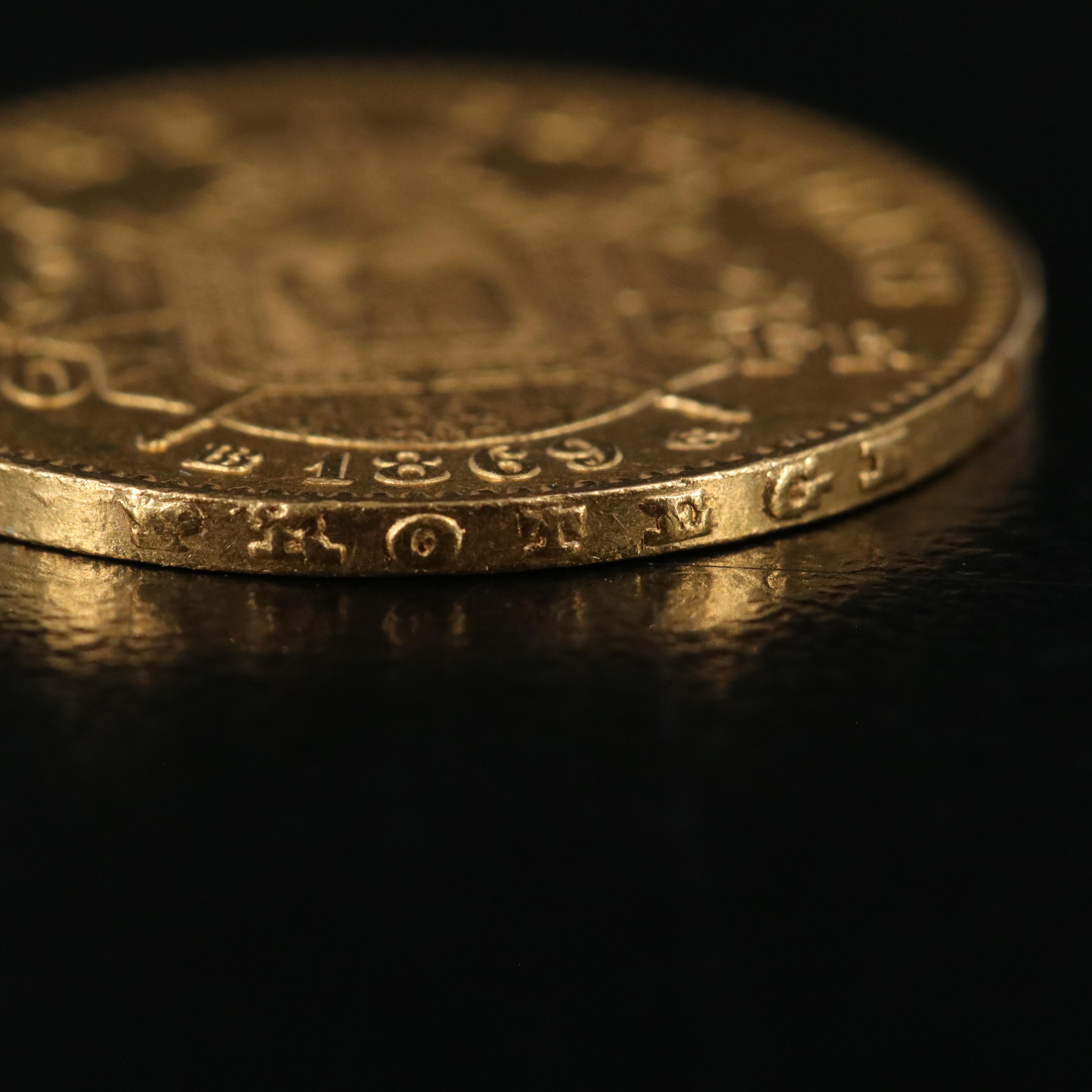 1869-BB France Twenty Francs Gold Coin