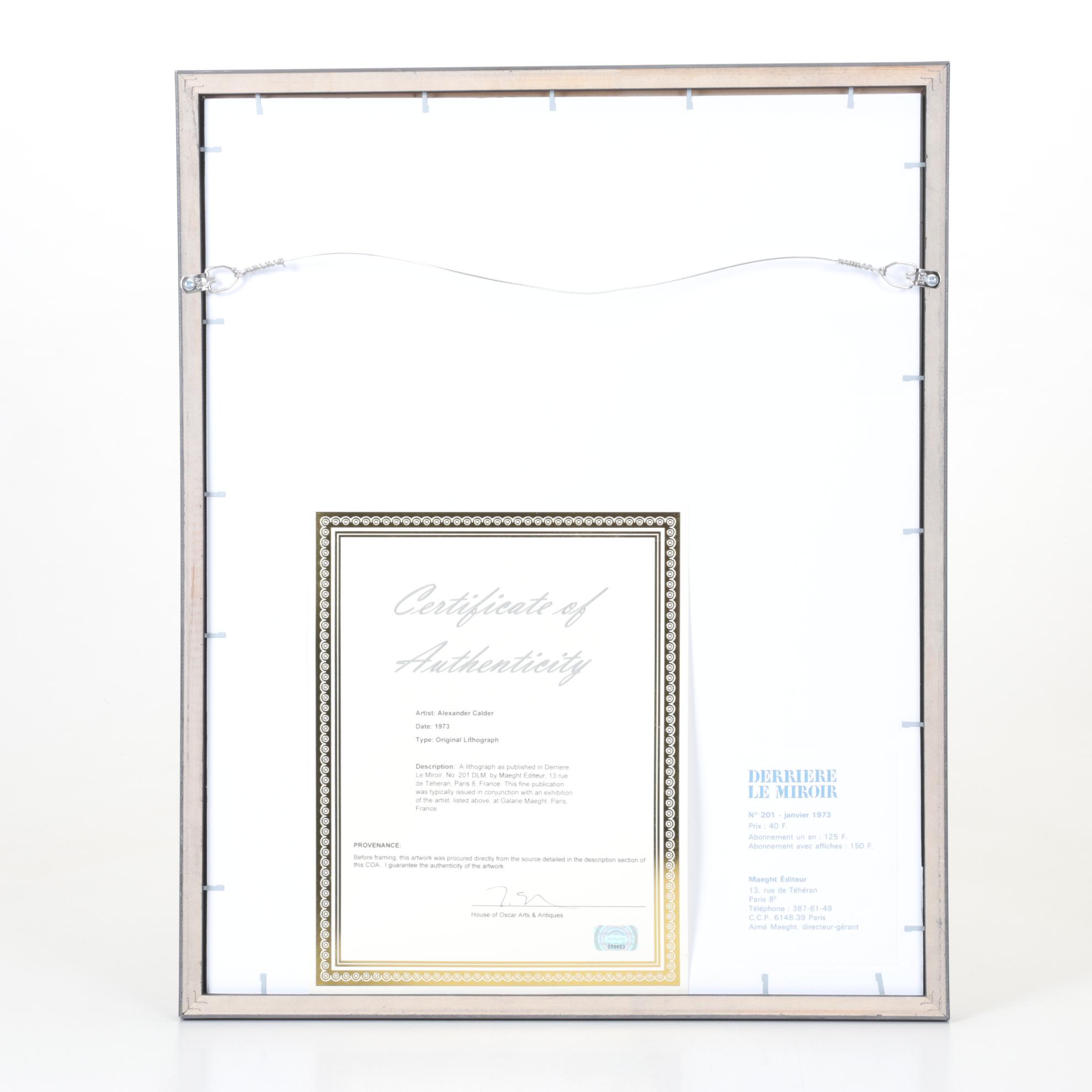 Alexander Calder Color Lithograph for "Derrière le Miroir," 1973