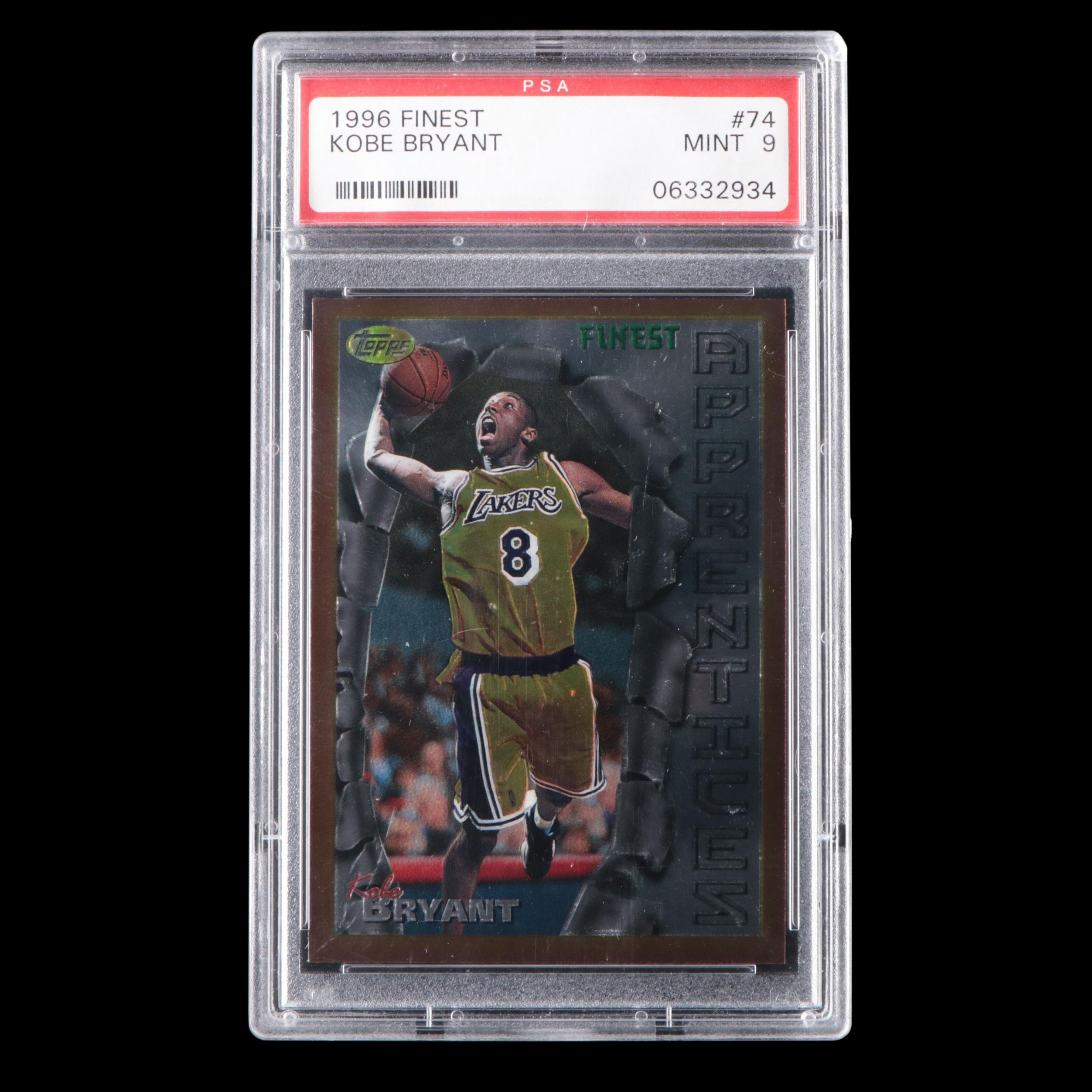 1996 Topps Finest Kobe Bryant Rookie Card #74 Graded PSA 9