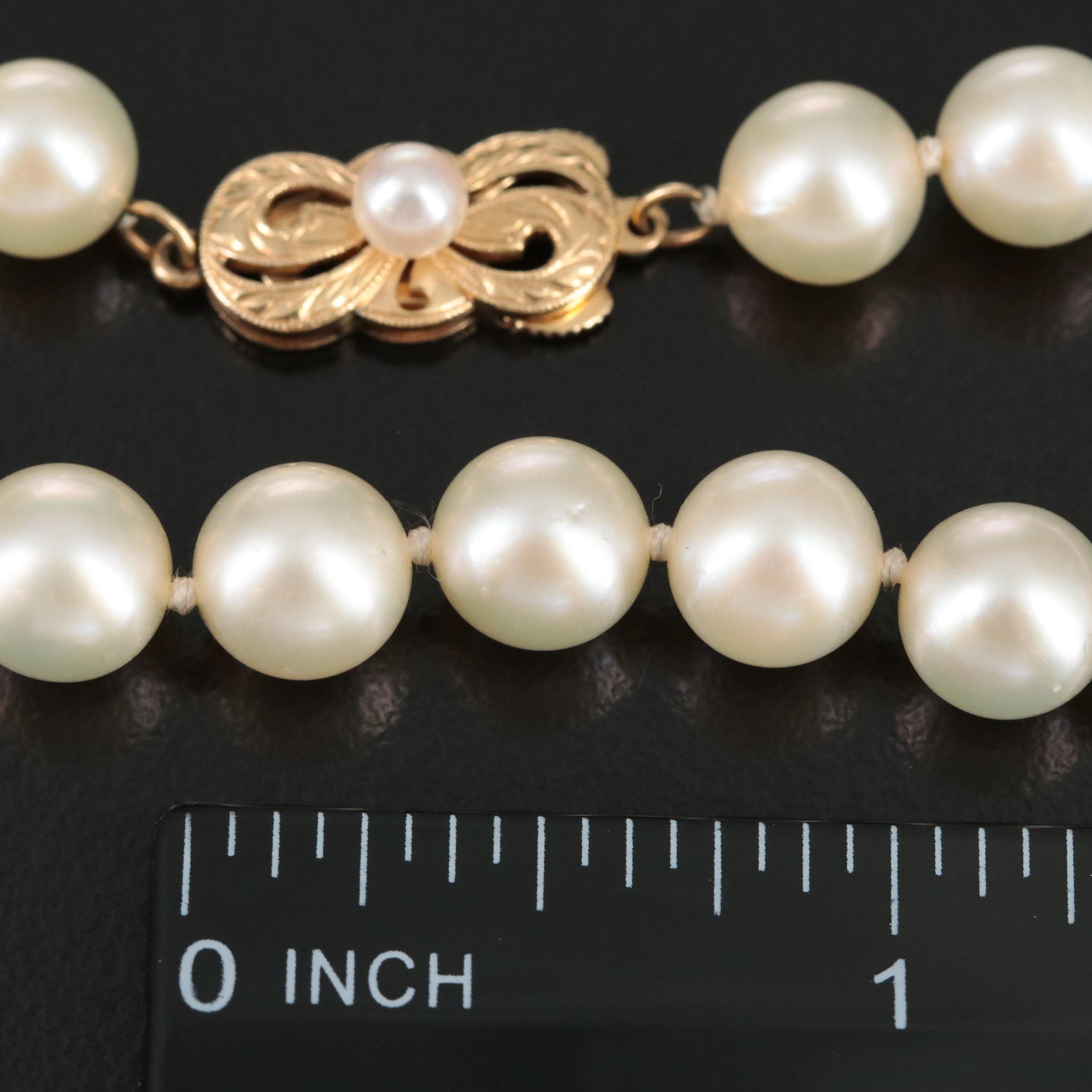 Pearl Necklace with 14K Mikimoto Clasp
