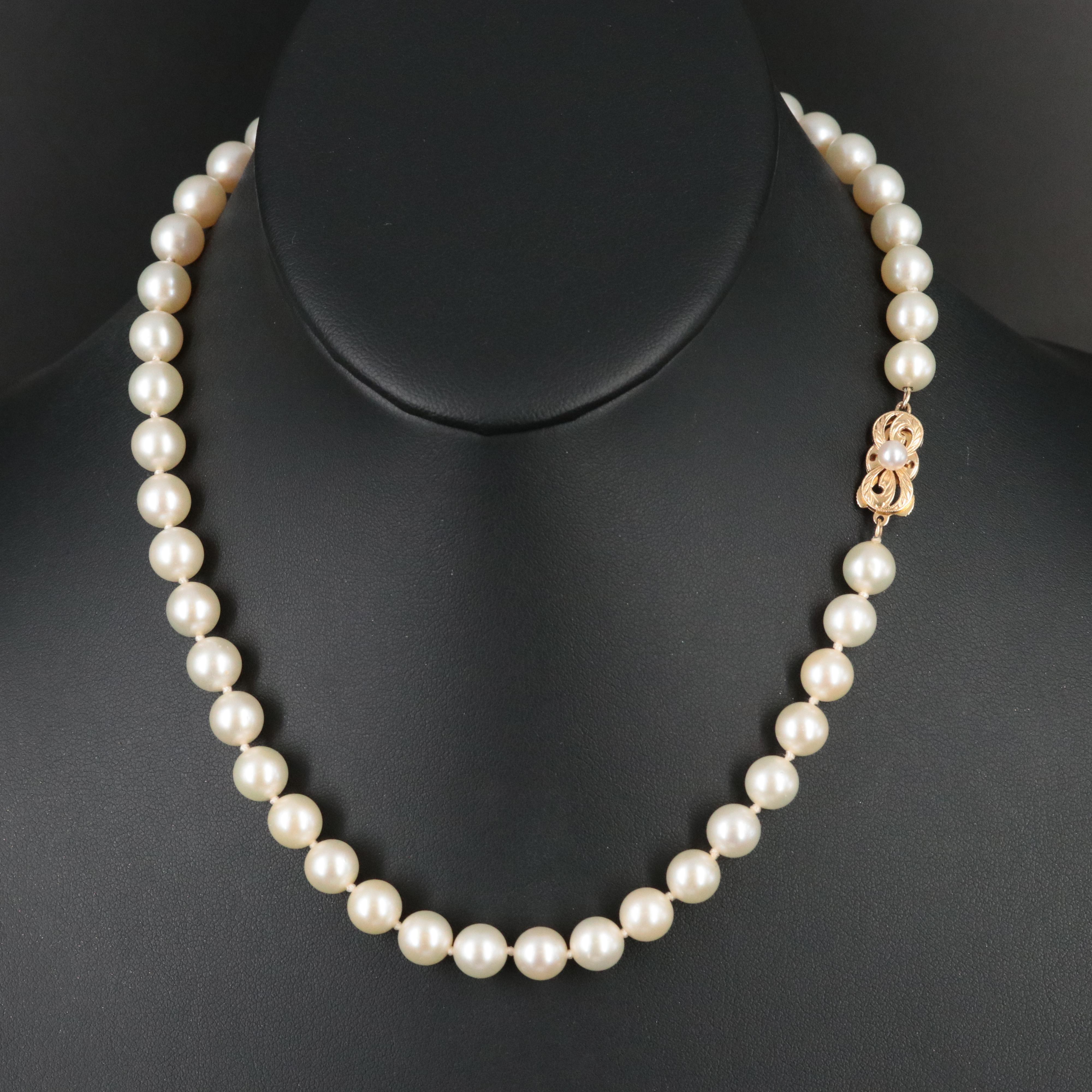 Pearl Necklace with 14K Mikimoto Clasp