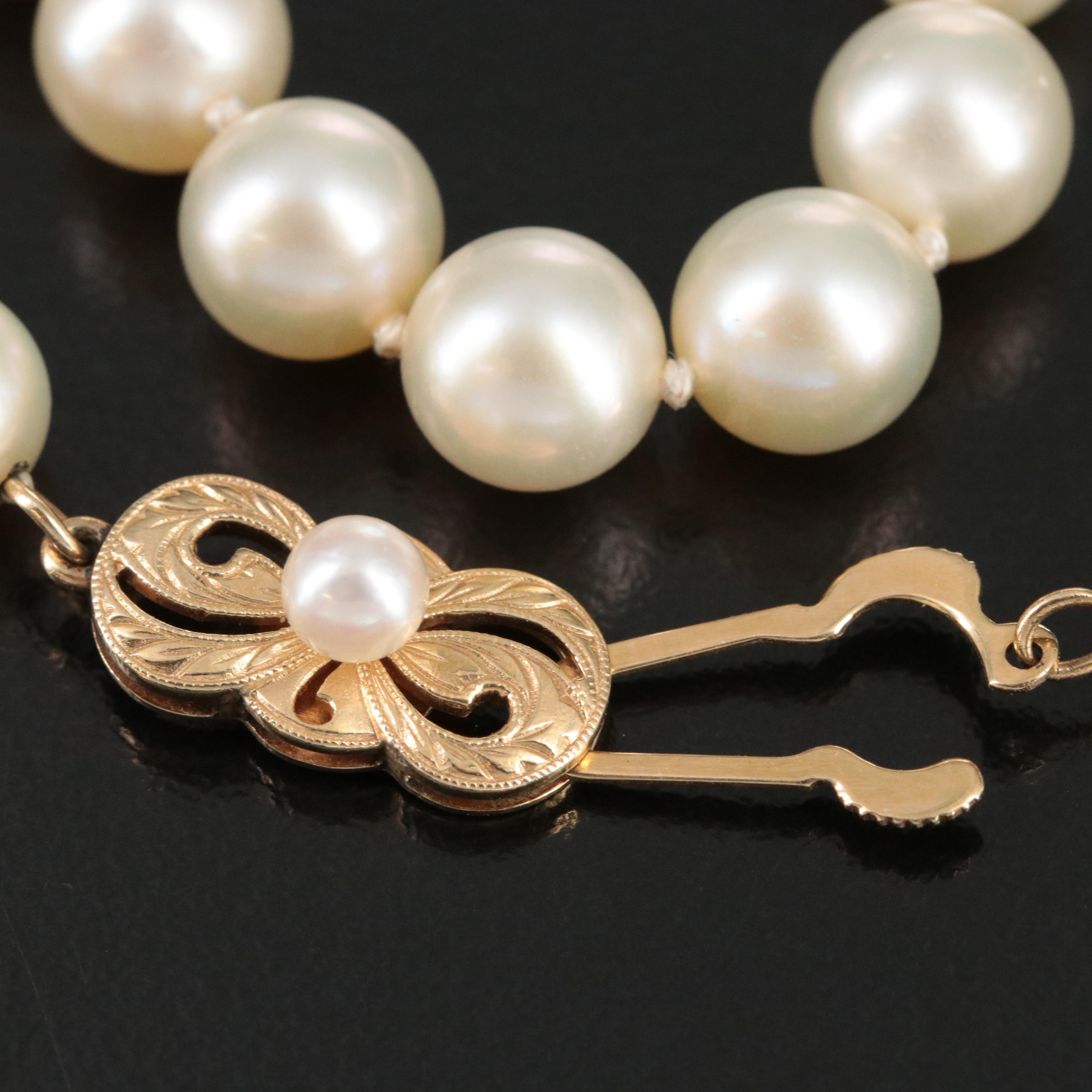 Pearl Necklace with 14K Mikimoto Clasp