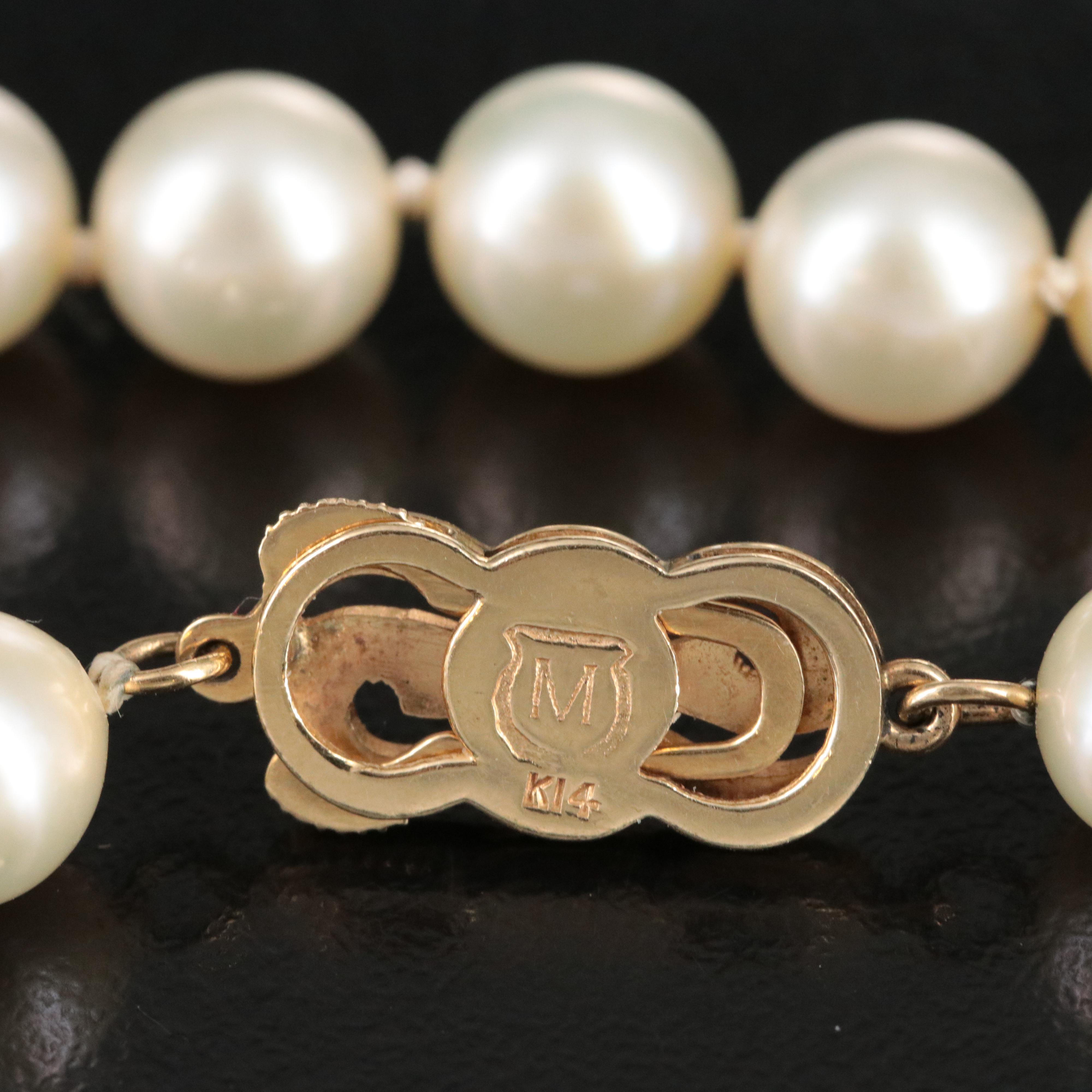 Pearl Necklace with 14K Mikimoto Clasp