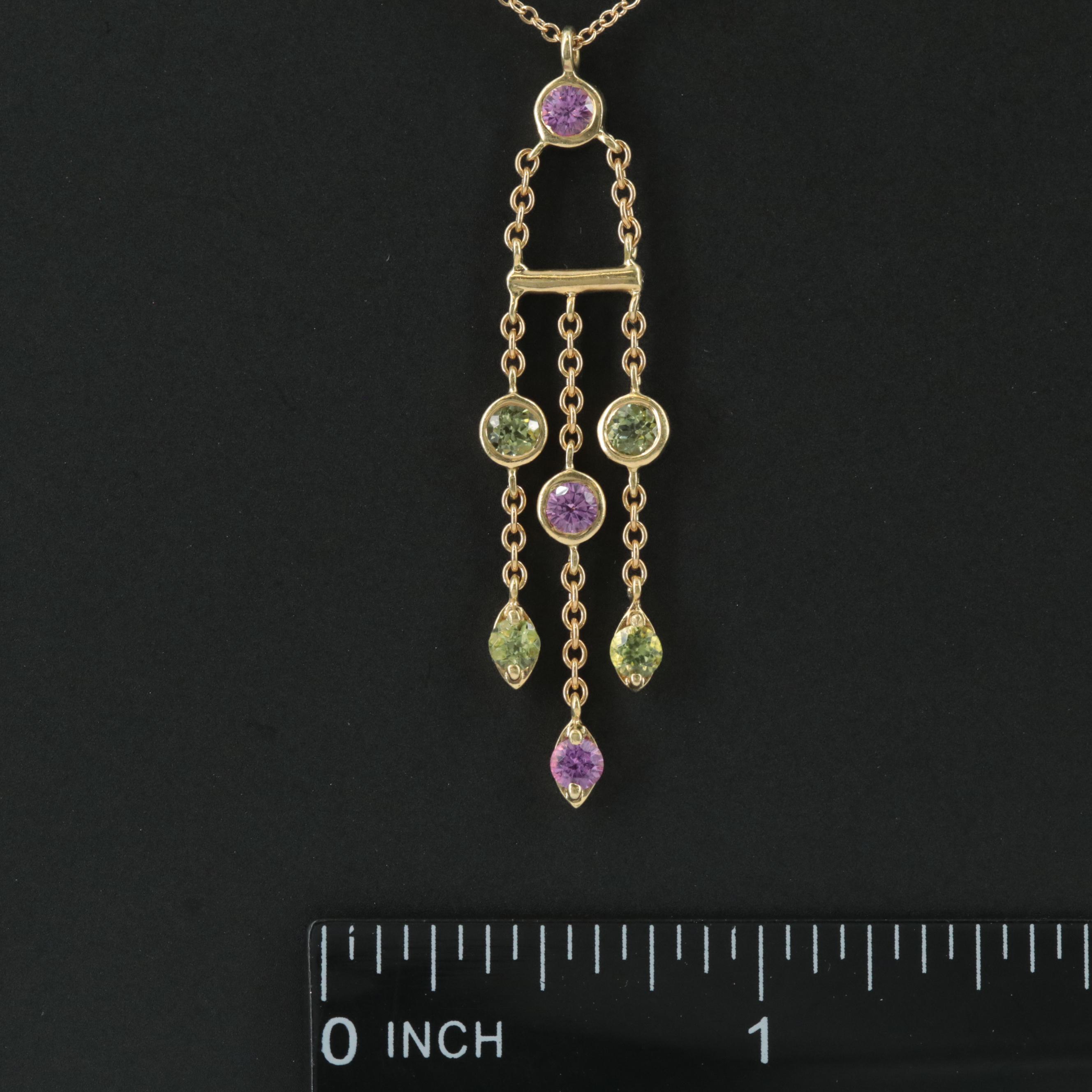 Tiffany & Co. 18K Pink Sapphire and Peridot Lavalier Necklace