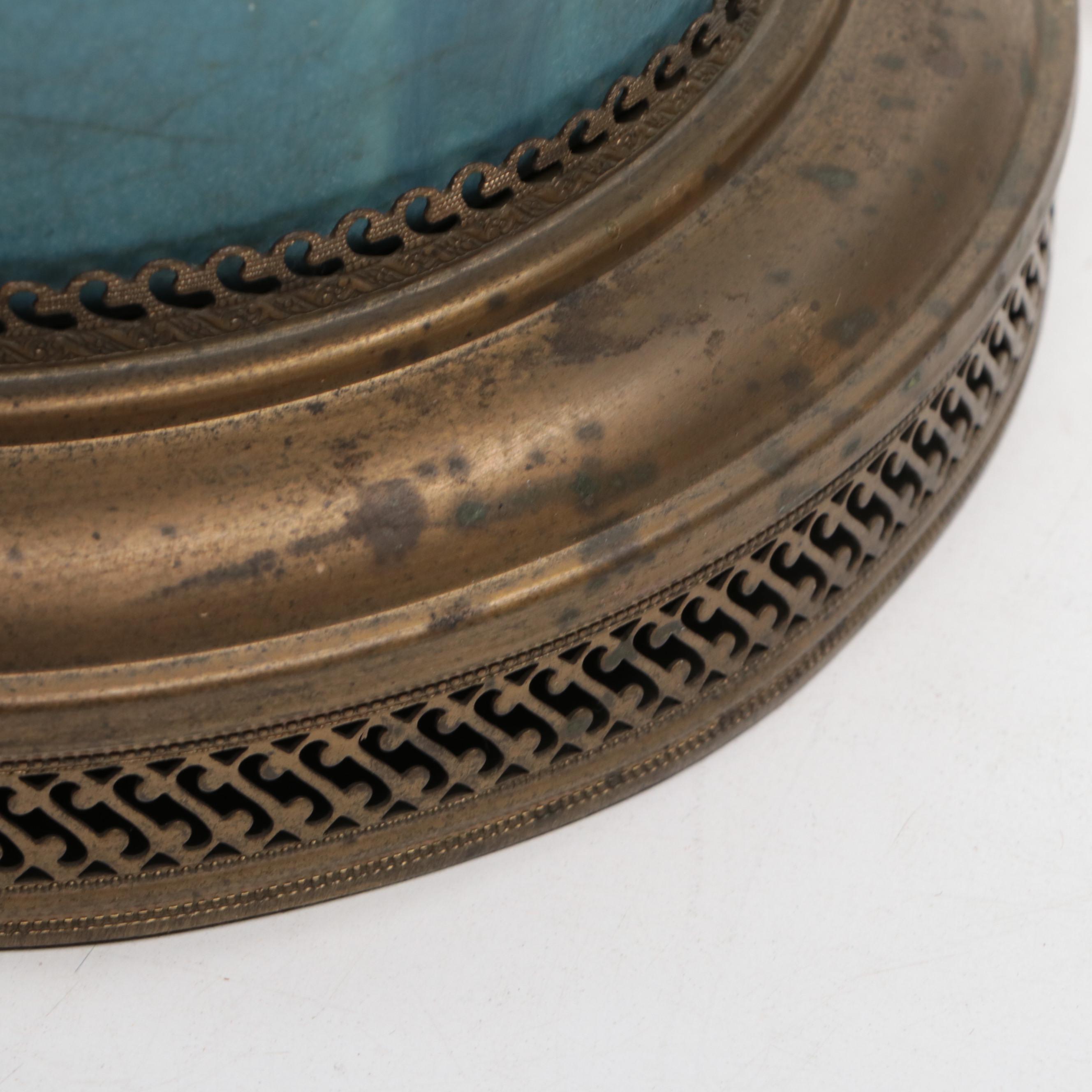 Arts and Crafts Blue Matte Glaze Lamp Attributed to Rookwood Pottery