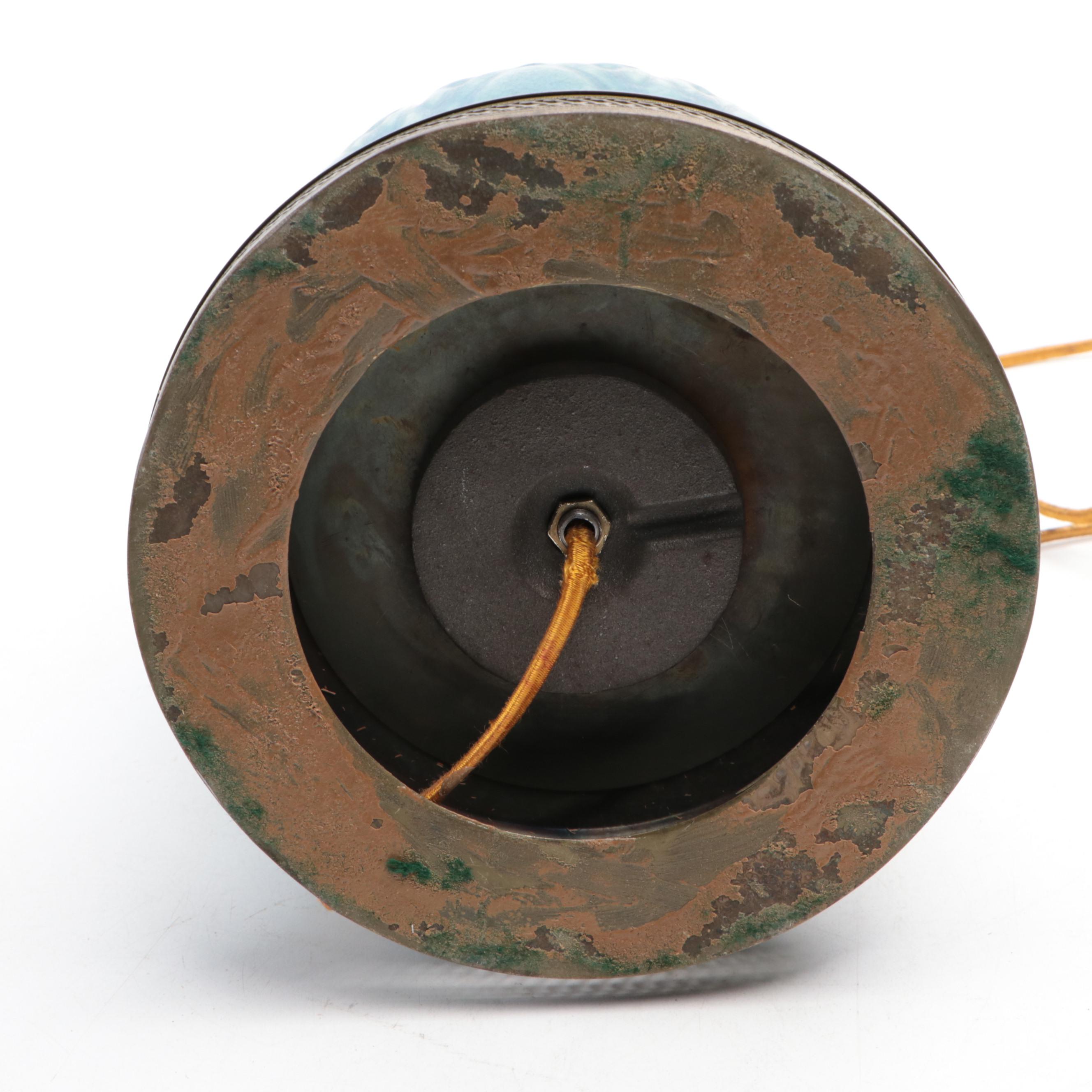 Arts and Crafts Blue Matte Glaze Lamp Attributed to Rookwood Pottery