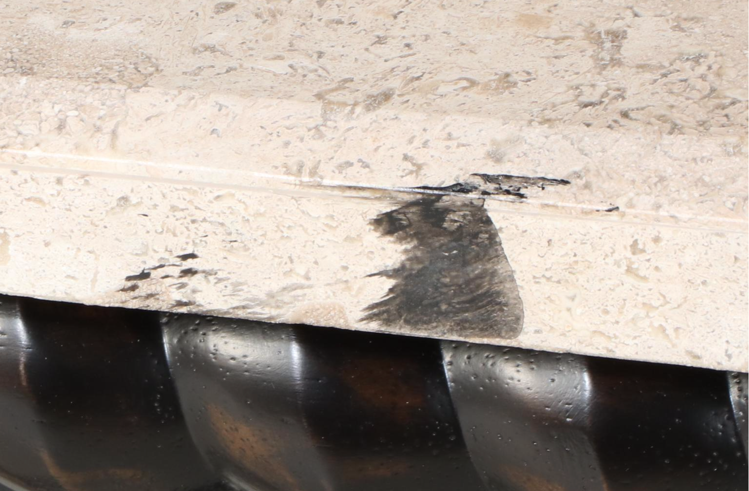 Bernhardt "Cordova" Ebonized Hardwood and Laminated Travertine Coffee Table