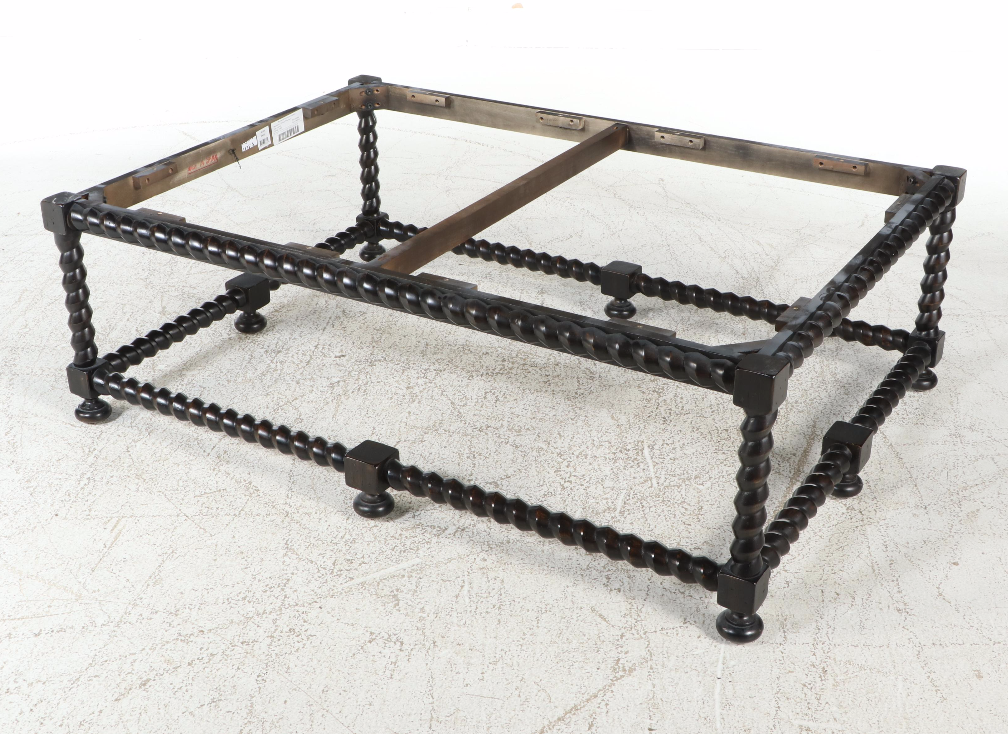 Bernhardt "Cordova" Ebonized Hardwood and Laminated Travertine Coffee Table
