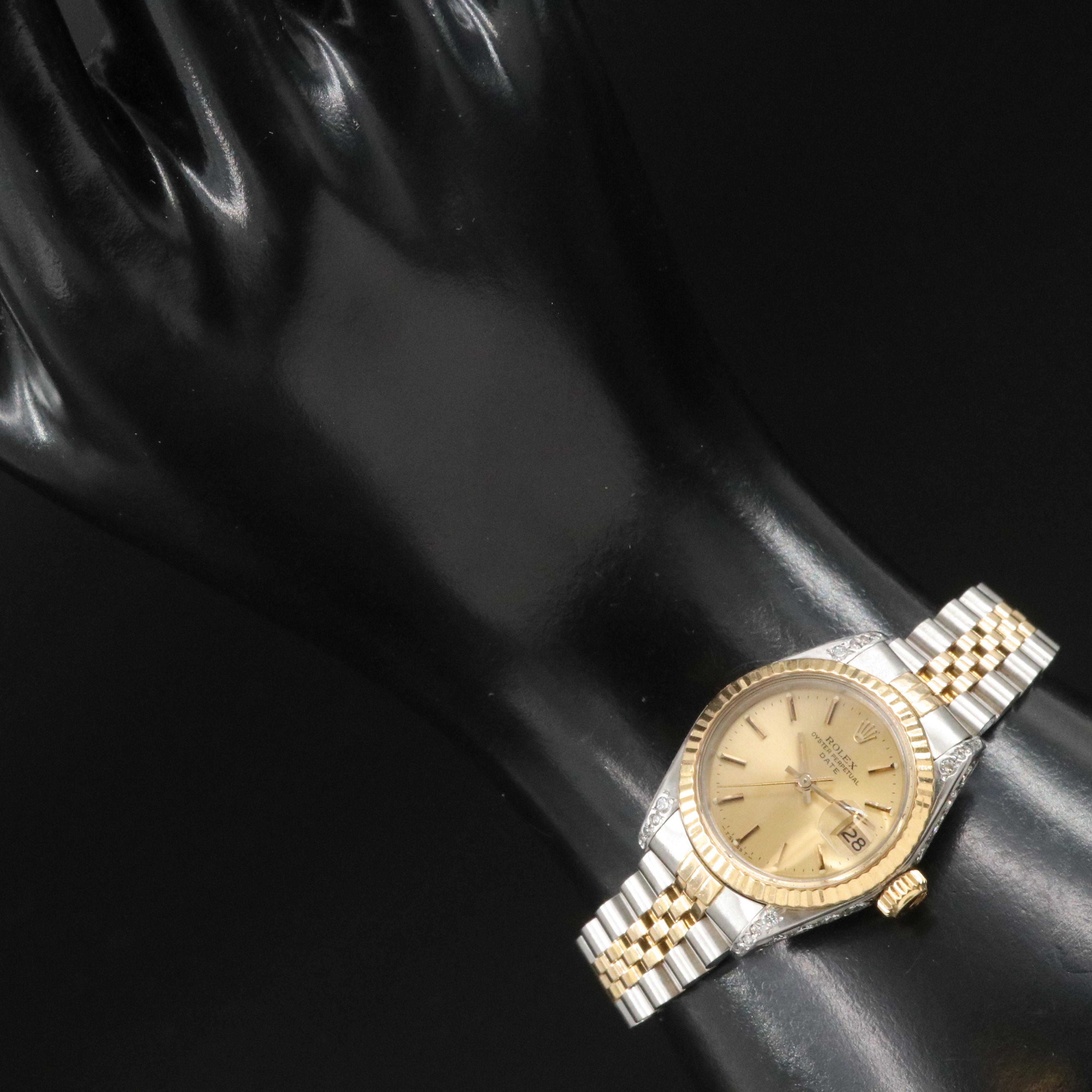 1984 Rolex Oyster Perpetual Date Custom 1.10 CTW Diamond Watch