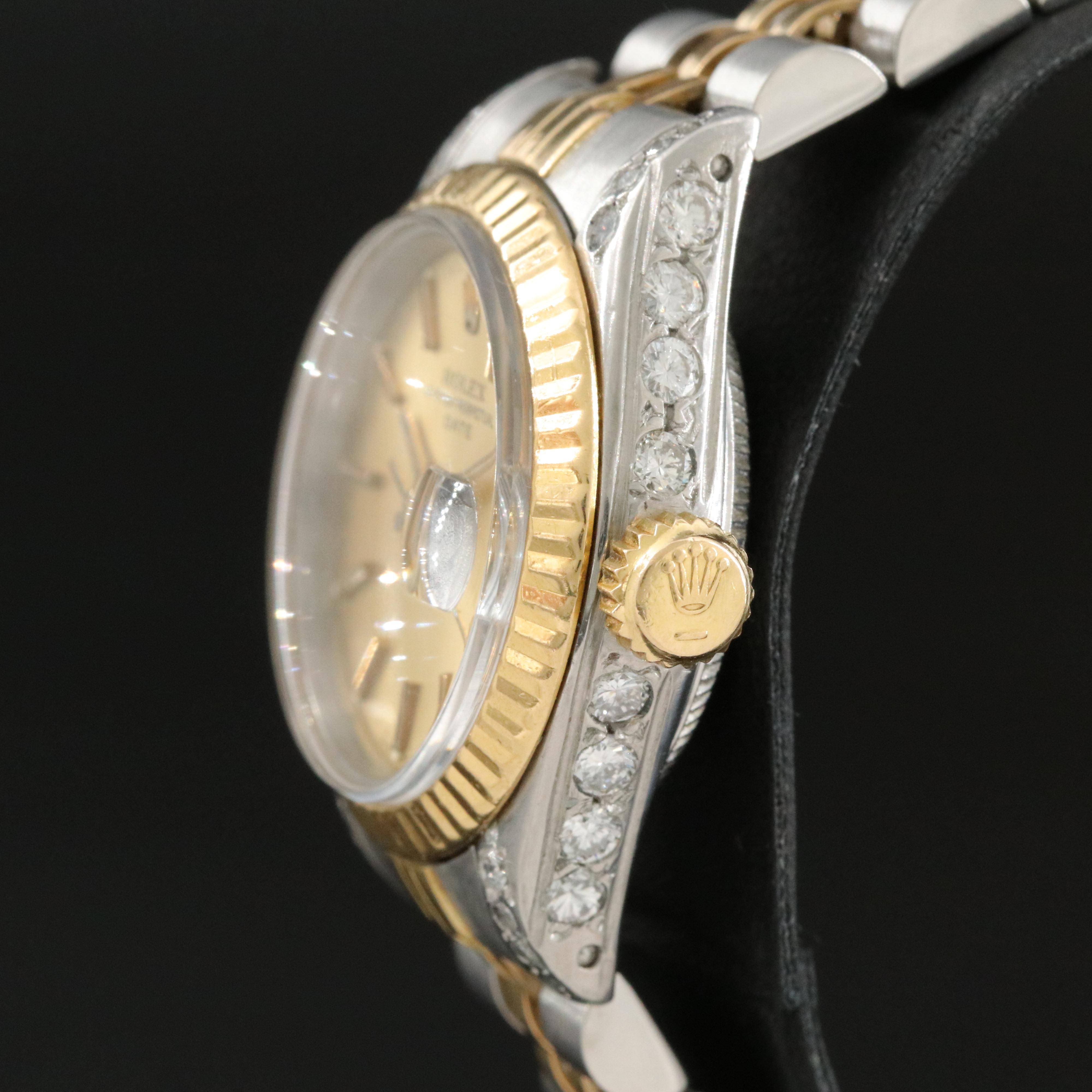 1984 Rolex Oyster Perpetual Date Custom 1.10 CTW Diamond Watch