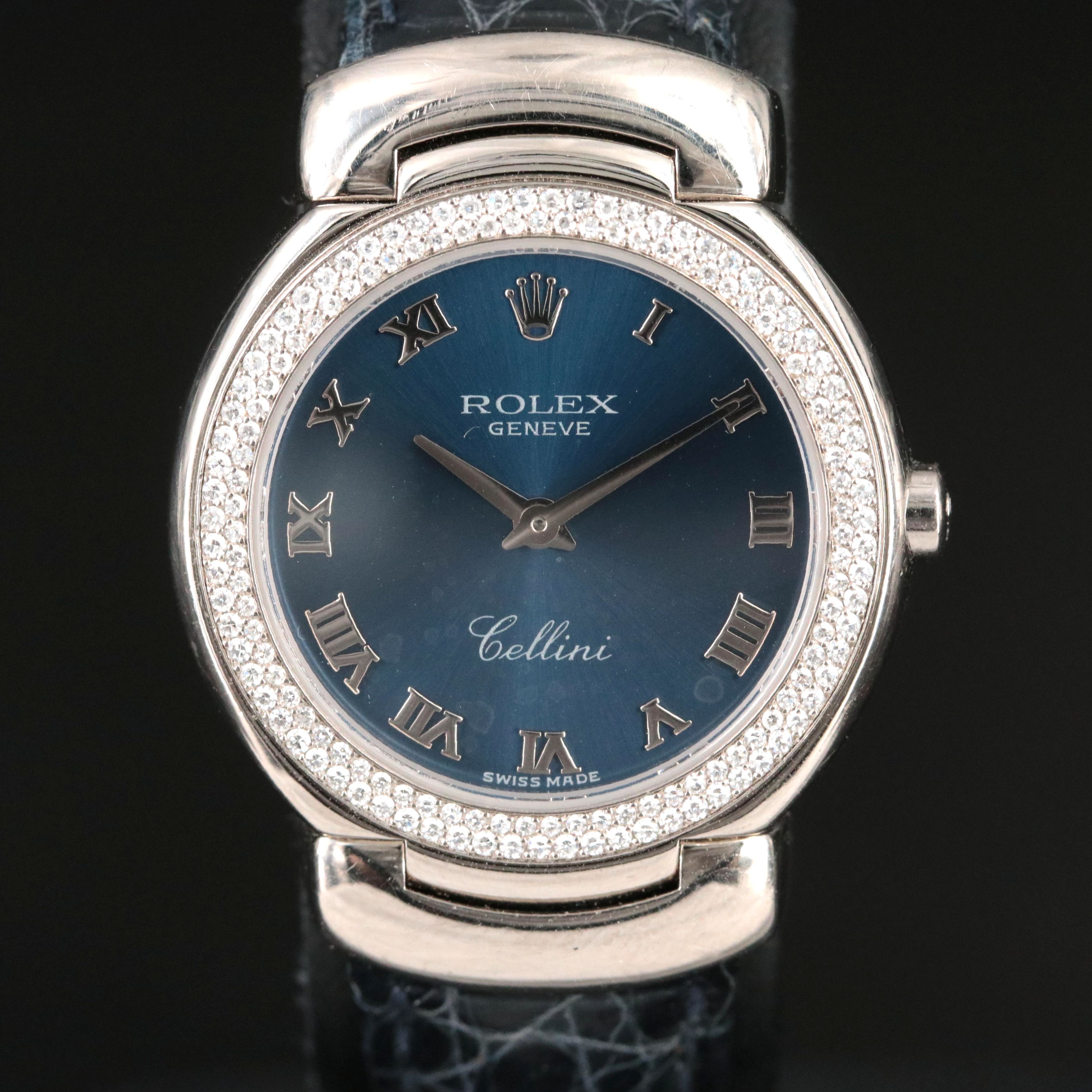 18K Rolex Cellini Cellissima Factory Diamond Quartz Watch