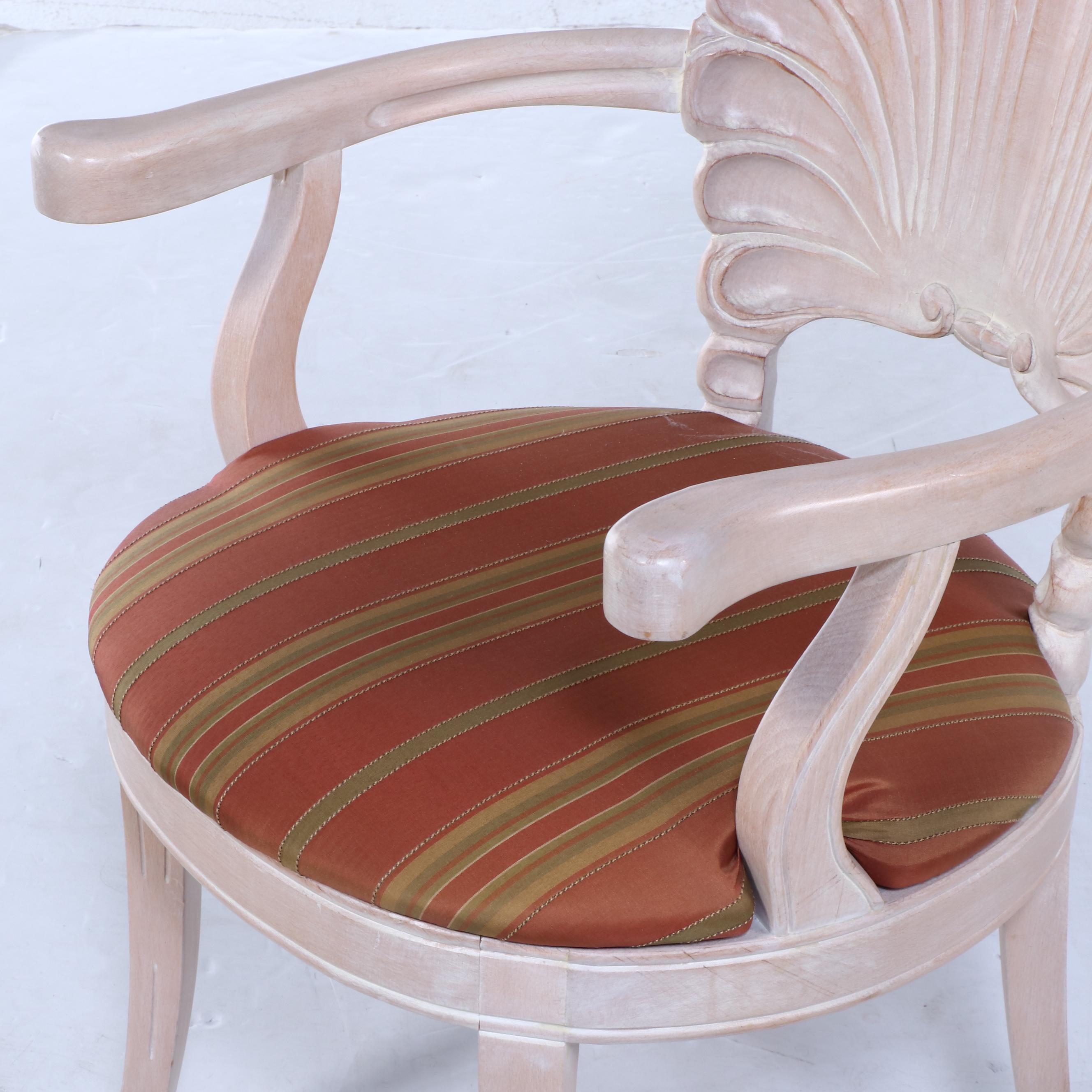 Venetian Style Carved Wood Shell Back Armchair