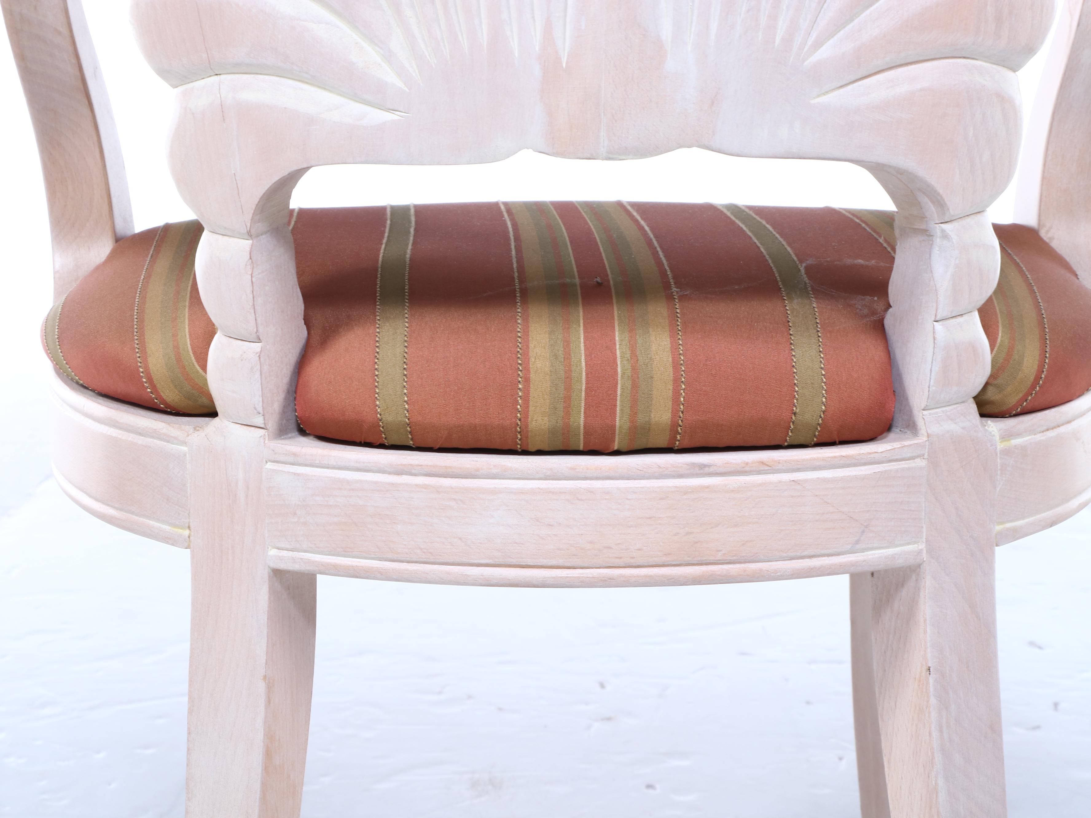 Venetian Style Carved Wood Shell Back Armchair