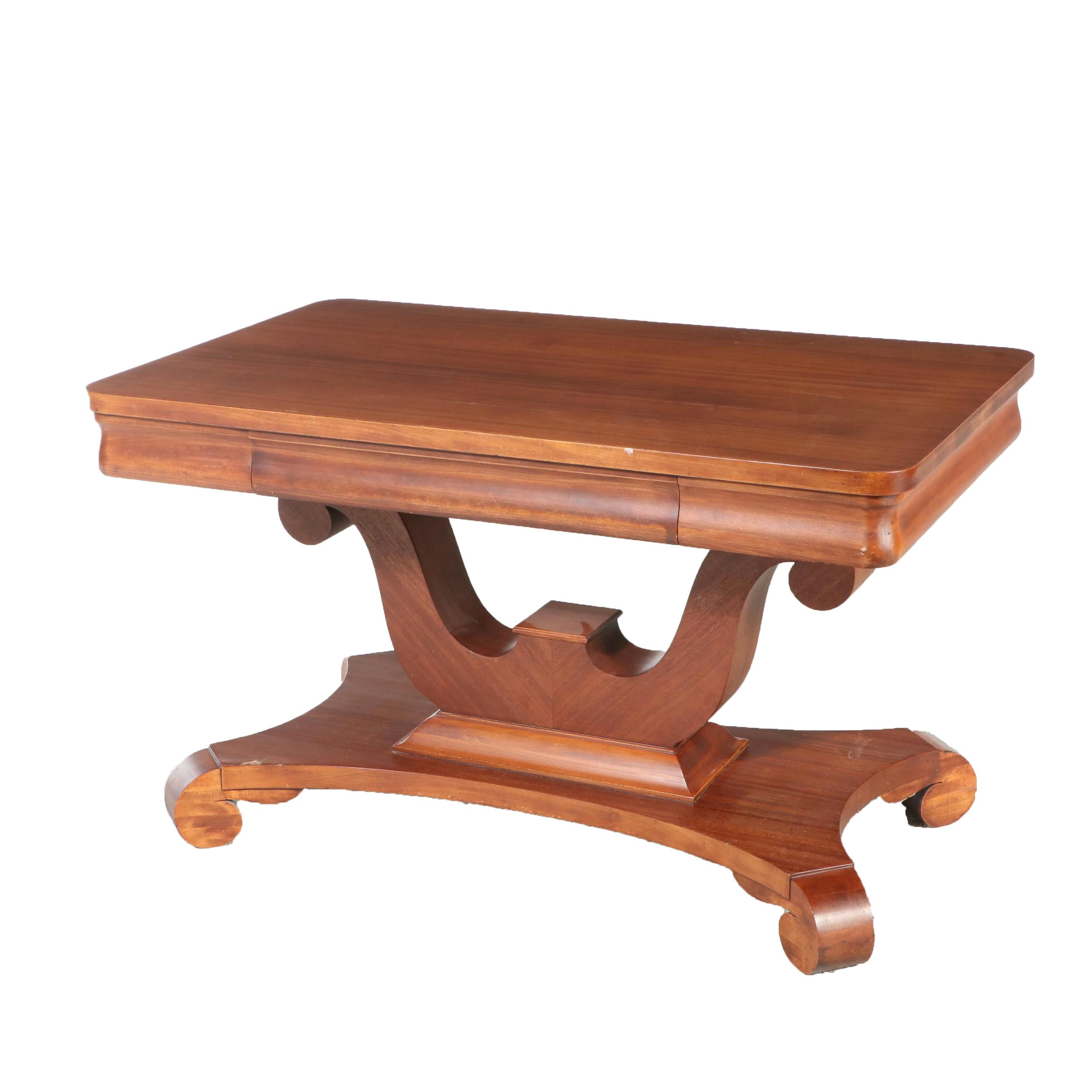 American Empire Revival Mahogany Library Table, Early 20th Century