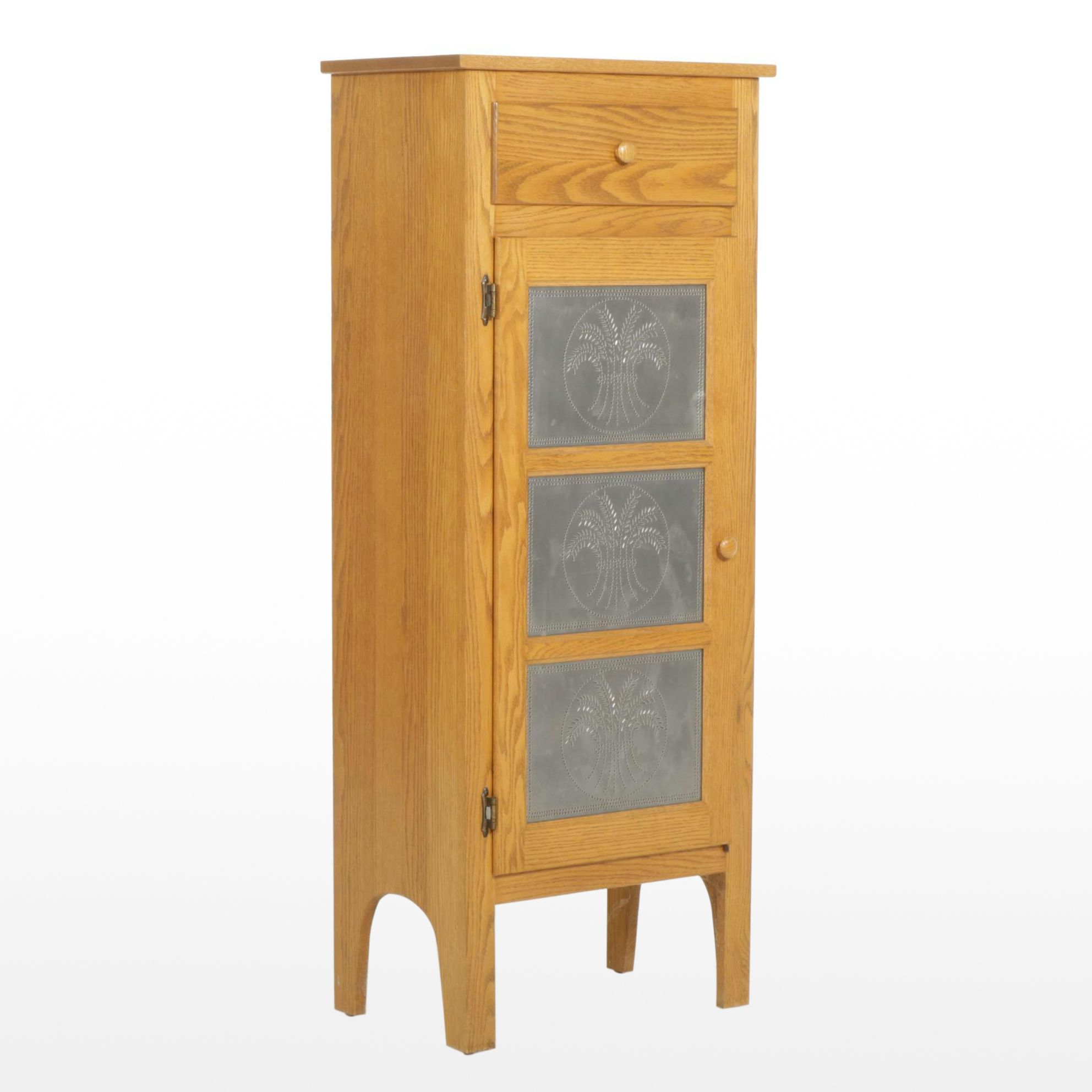 Oak Kitchen Cabinet with Punched Tin Door Panels