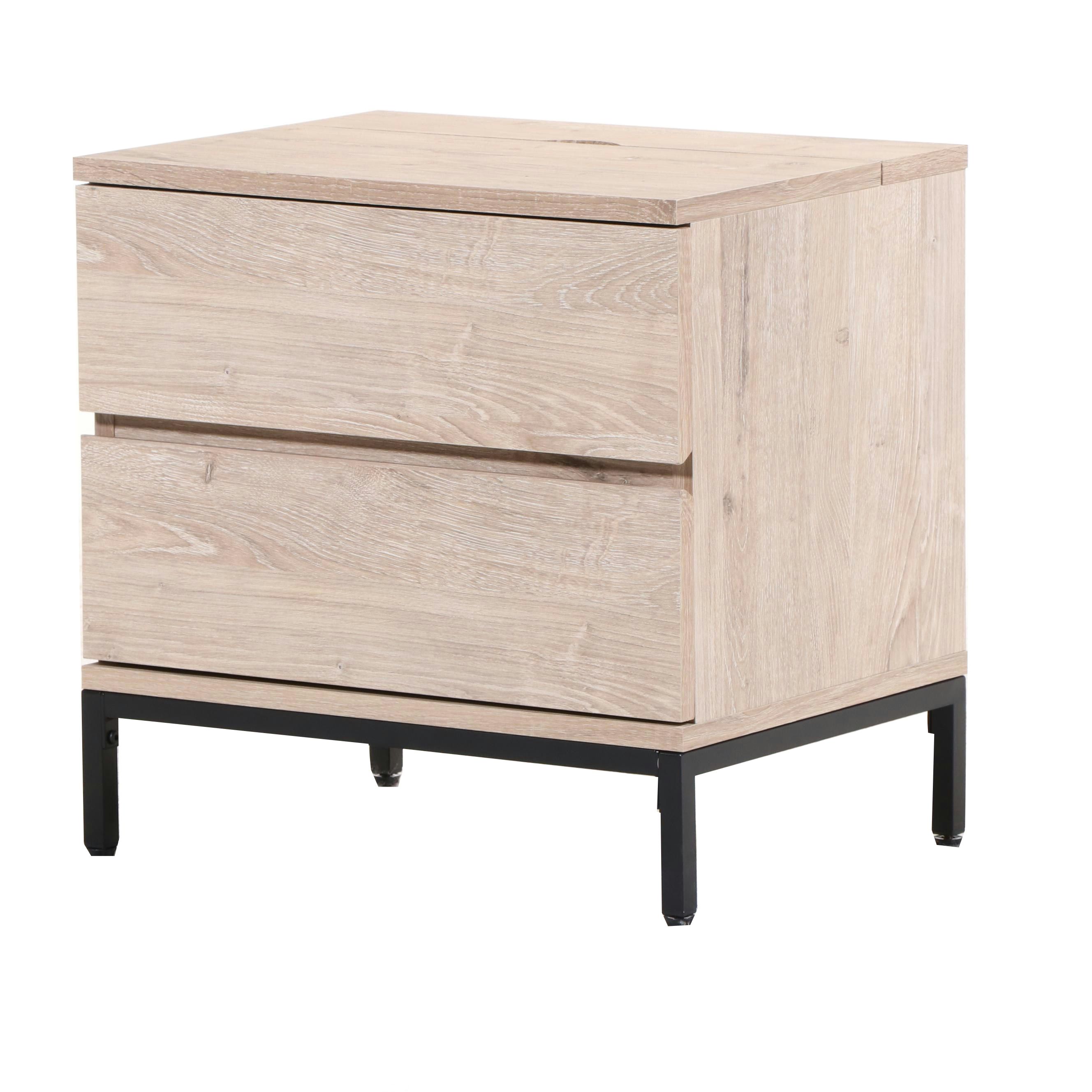 "Loring" Two-Drawer Nightstand in Vintage Oak Finish