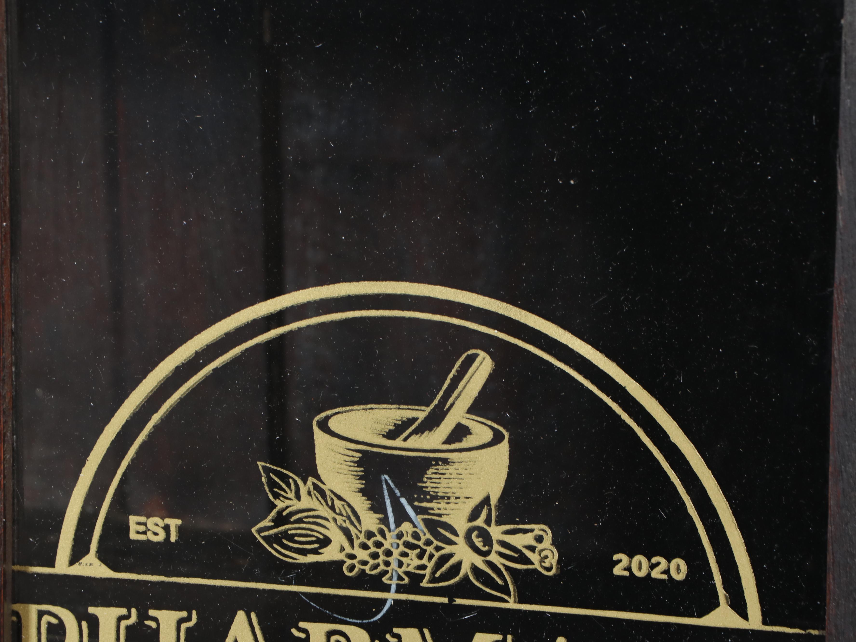 Primitive Style Teak and Glass Pharmacy Cabinet