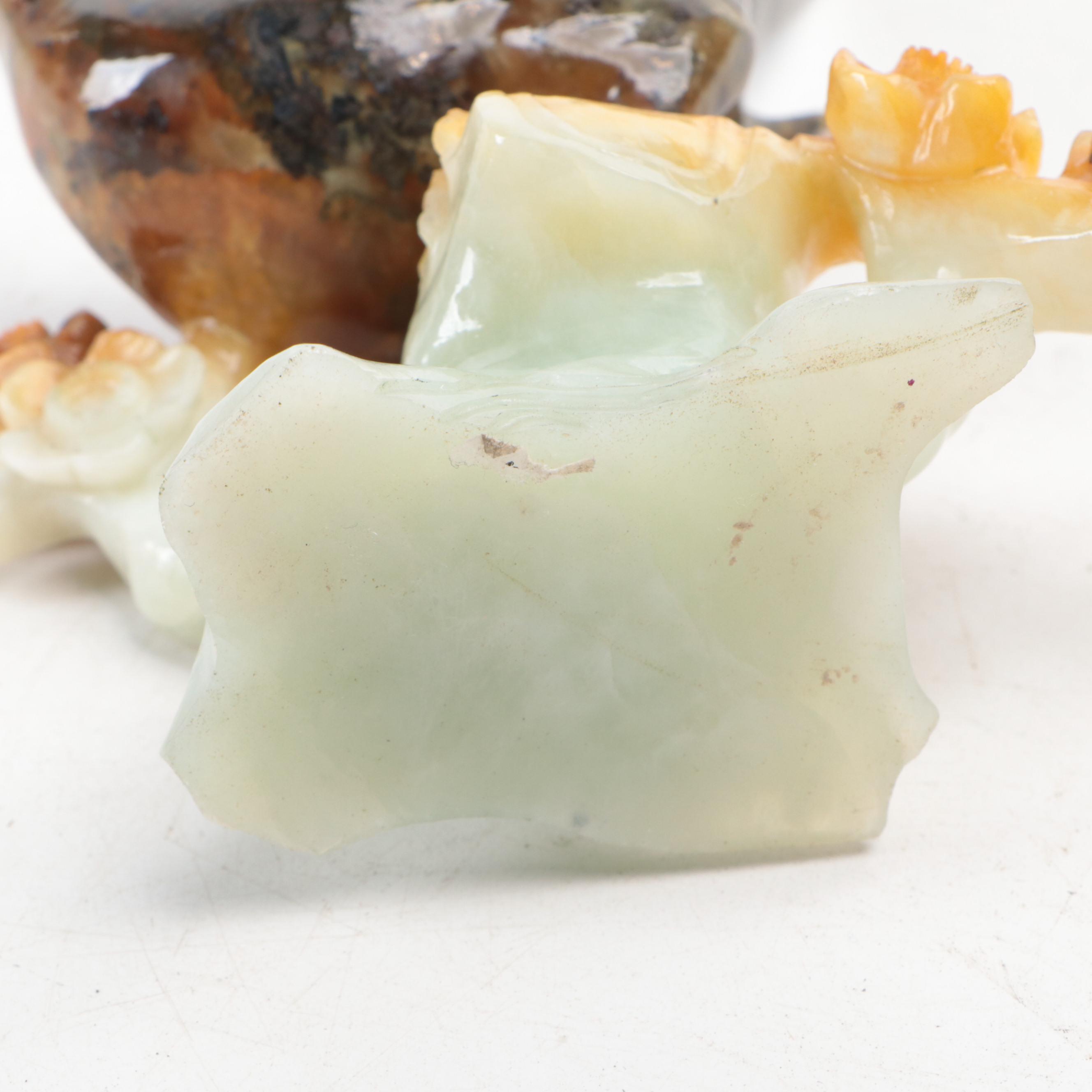 Indian Soapstone Box with Stone & Mother-Of-Pearl Inlay, More Table Accessories