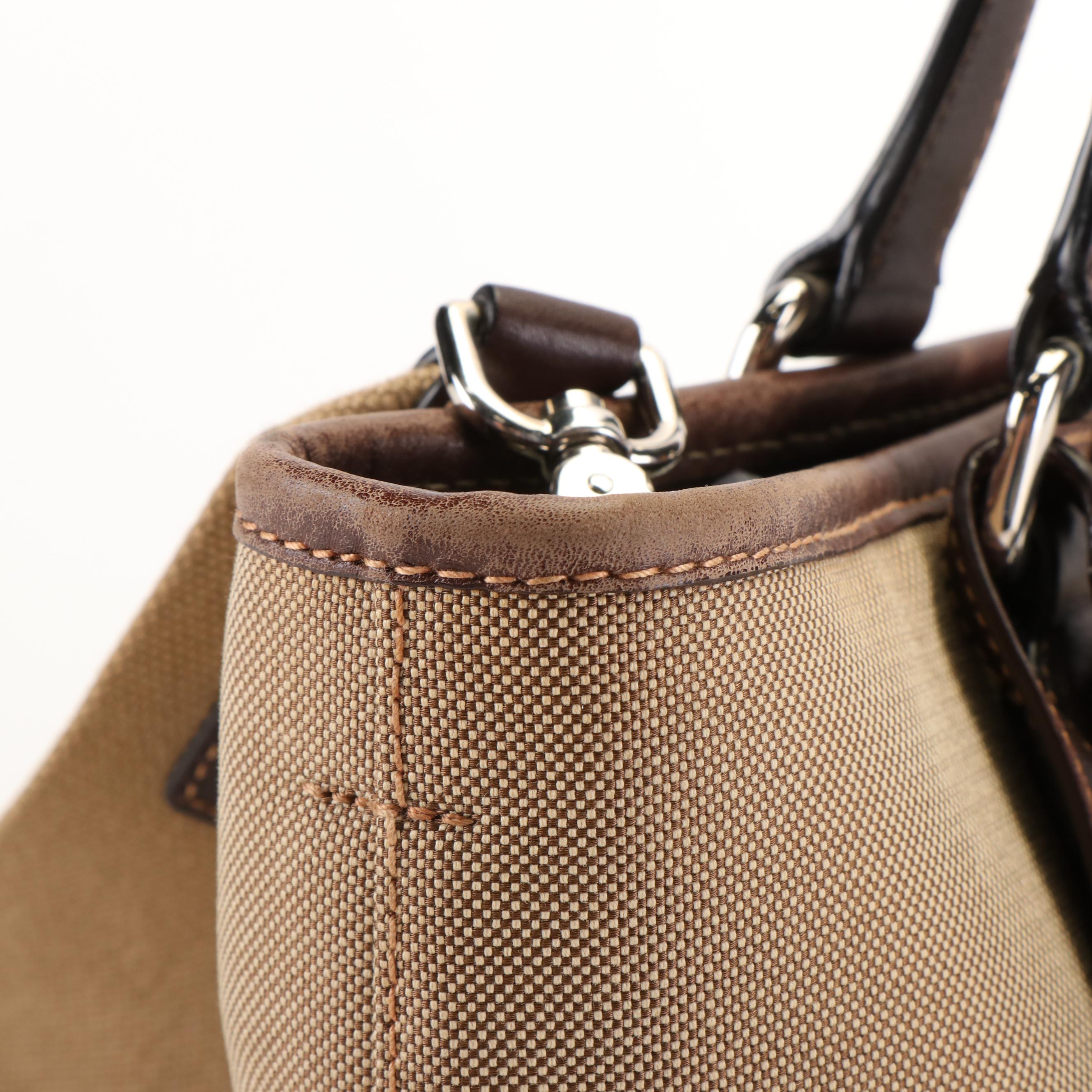 Prada Canapa Logo Canvas Jacquard and Leather Shoulder Tote Bag