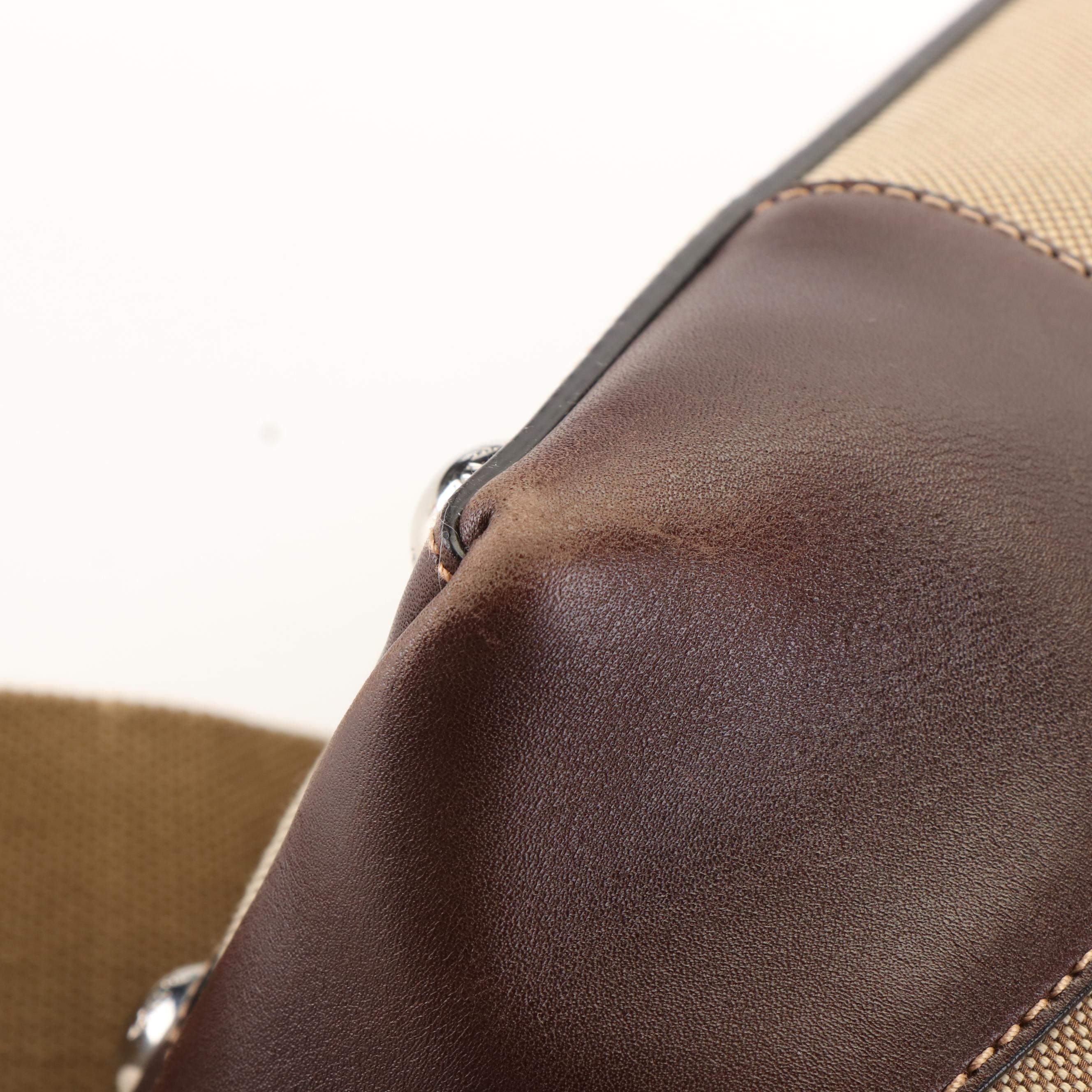 Prada Canapa Logo Canvas Jacquard and Leather Shoulder Tote Bag