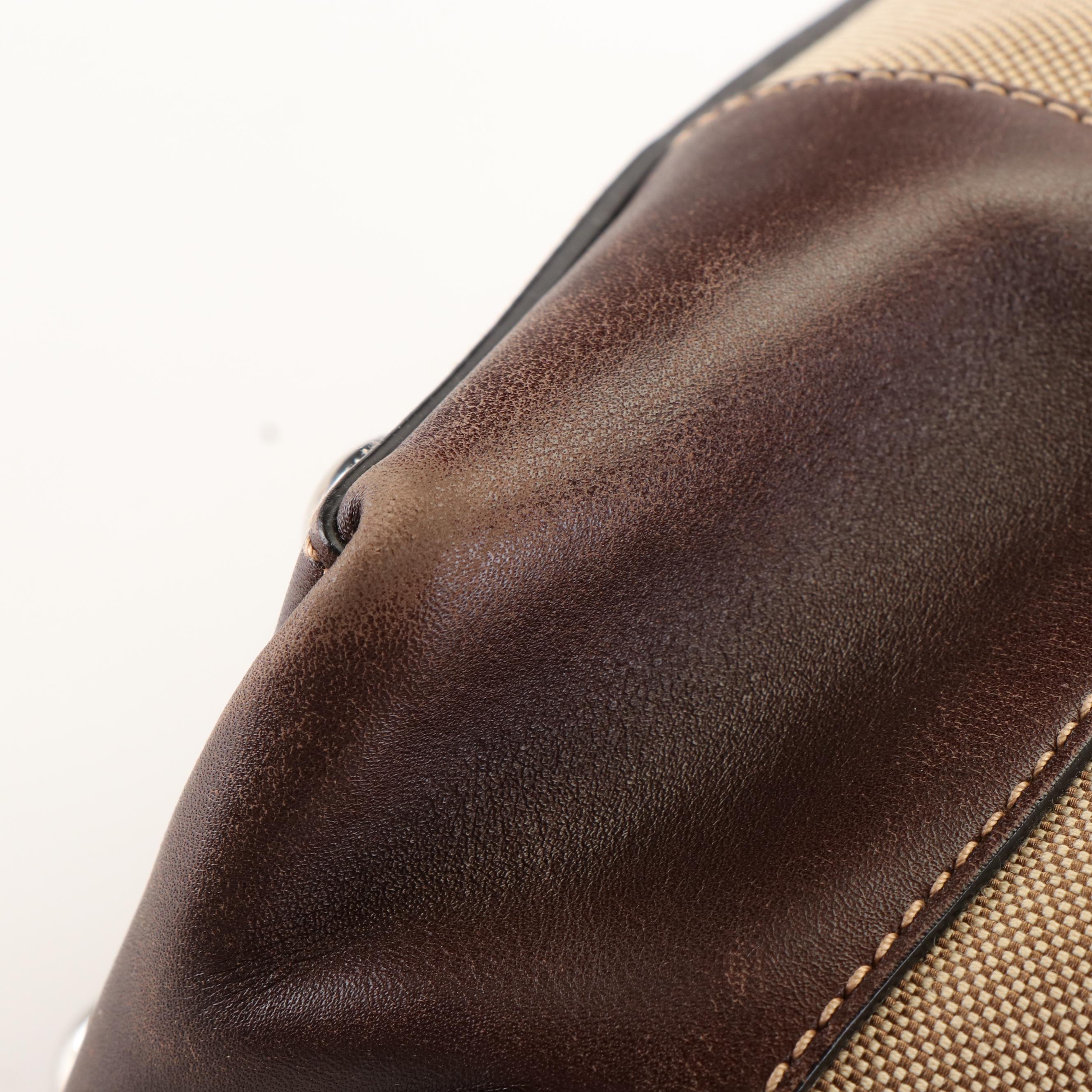 Prada Canapa Logo Canvas Jacquard and Leather Shoulder Tote Bag