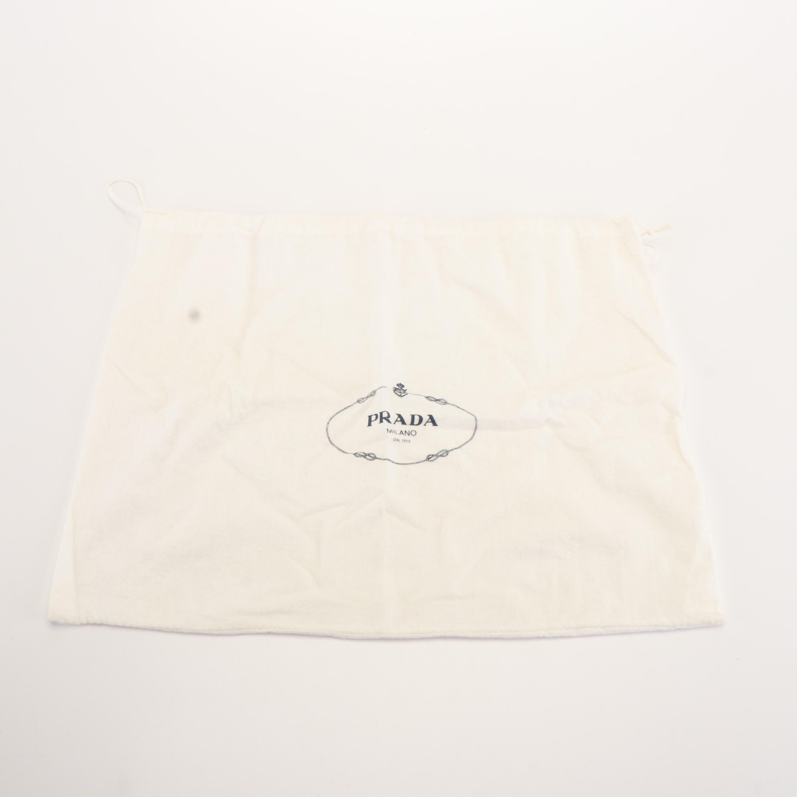 Prada Canapa Logo Canvas Jacquard and Leather Shoulder Tote Bag