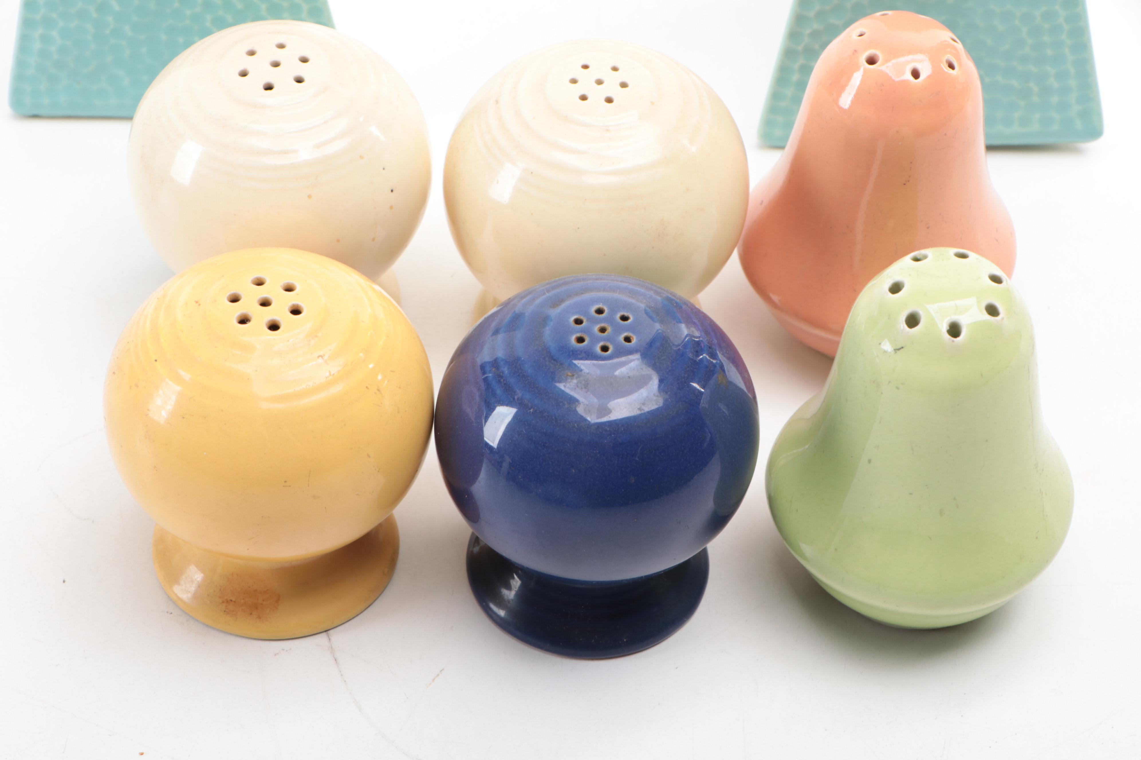 Mid Century Modern White and Color Block Ceramic Shaker Sets