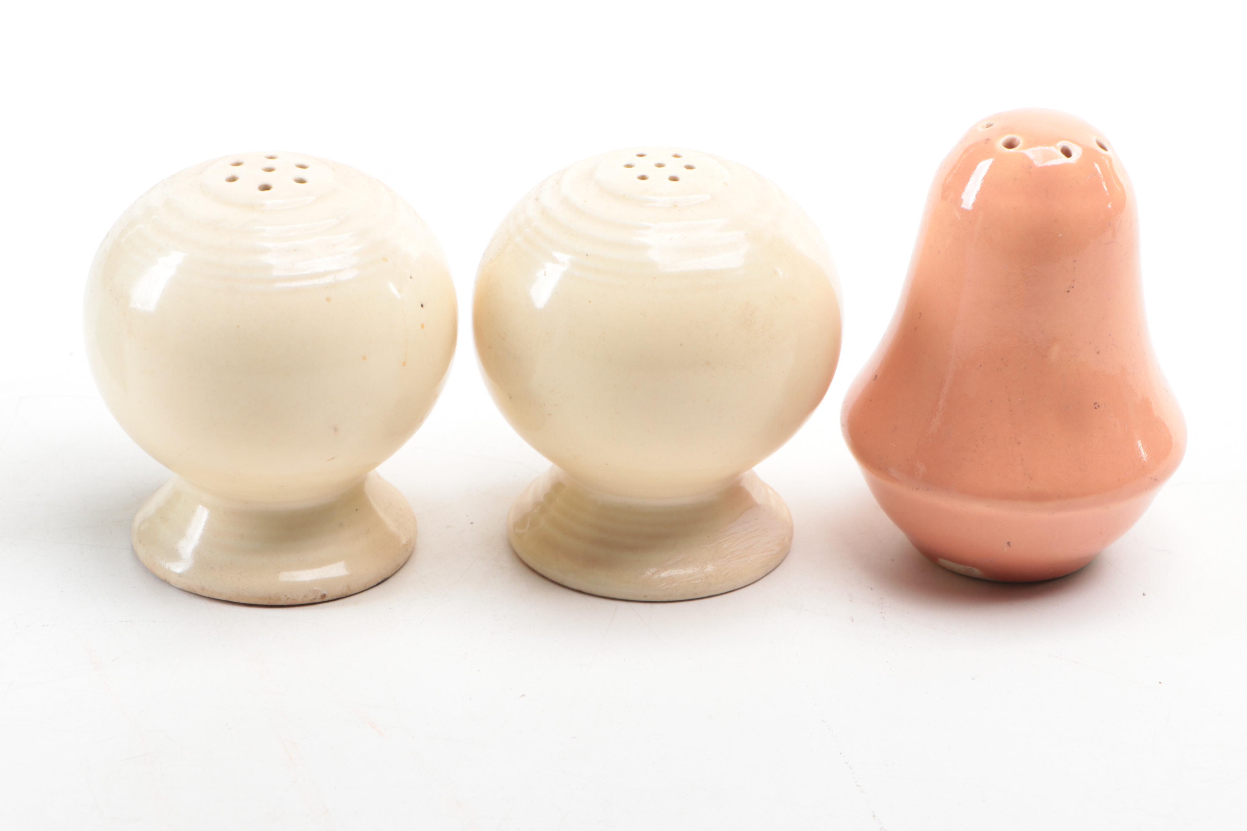 Mid Century Modern White and Color Block Ceramic Shaker Sets