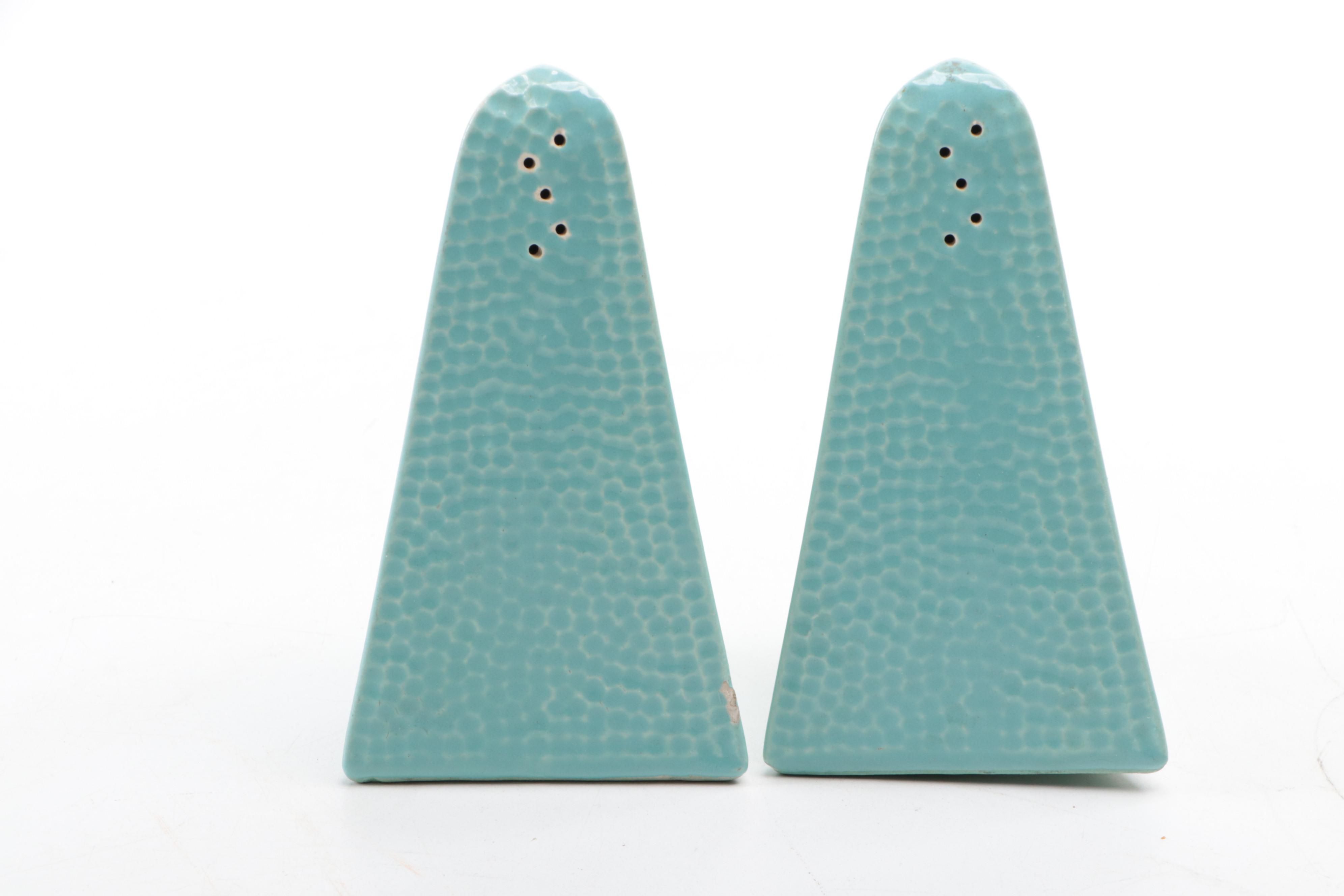 Mid Century Modern White and Color Block Ceramic Shaker Sets