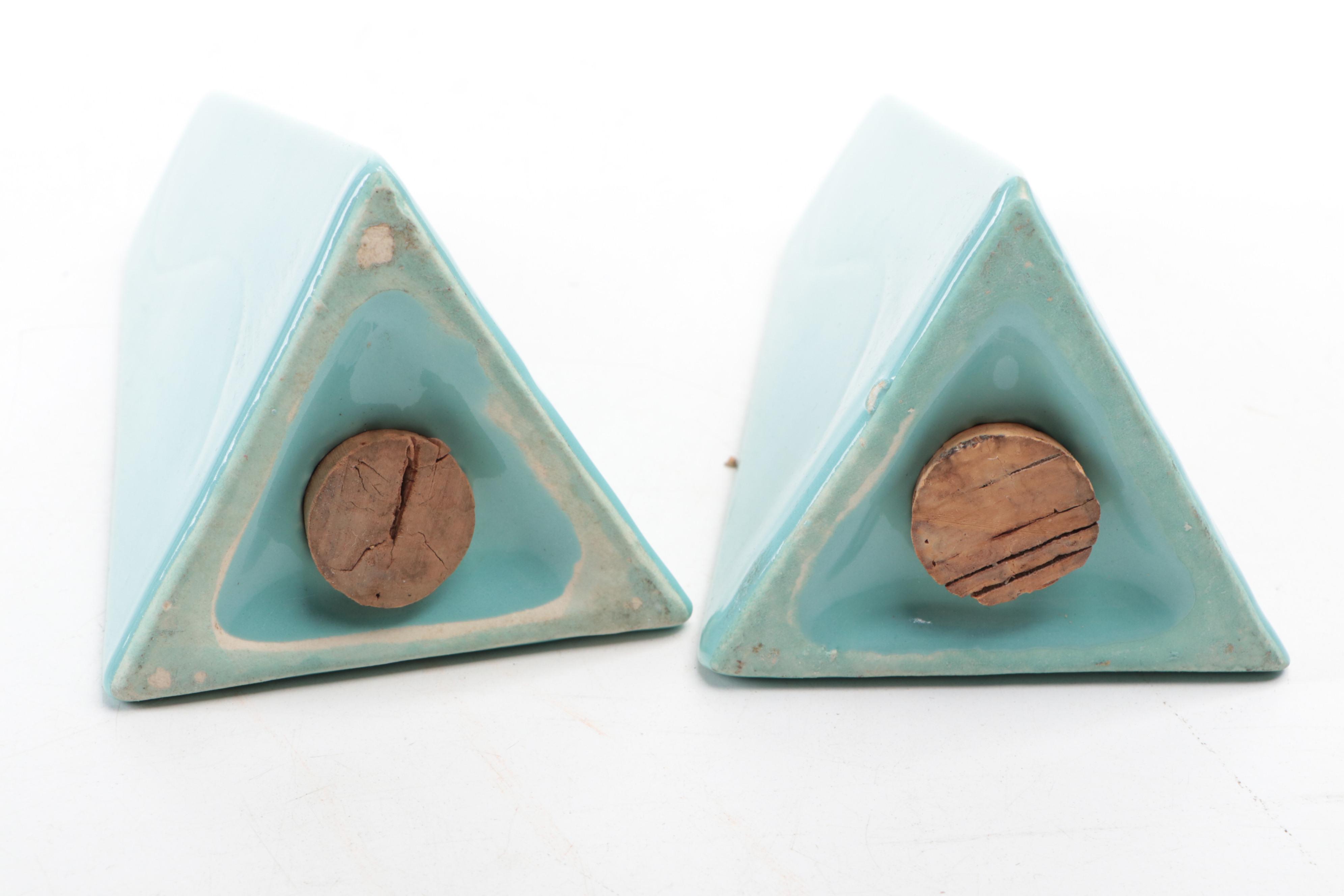 Mid Century Modern White and Color Block Ceramic Shaker Sets