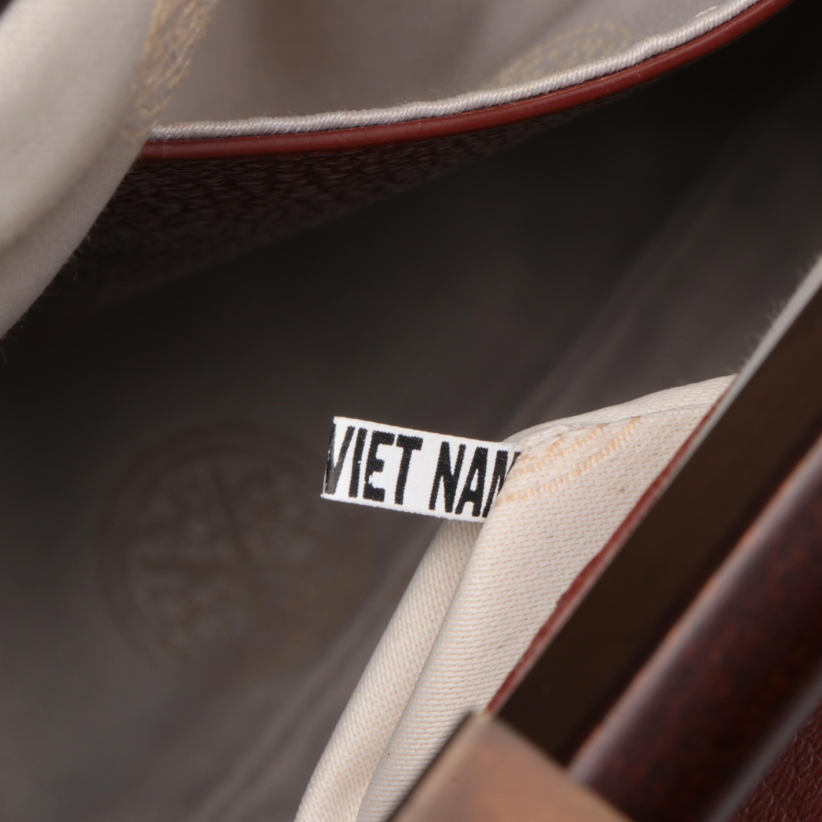 Perrin Top Handle Framed Handbag in Brown Grained Leather