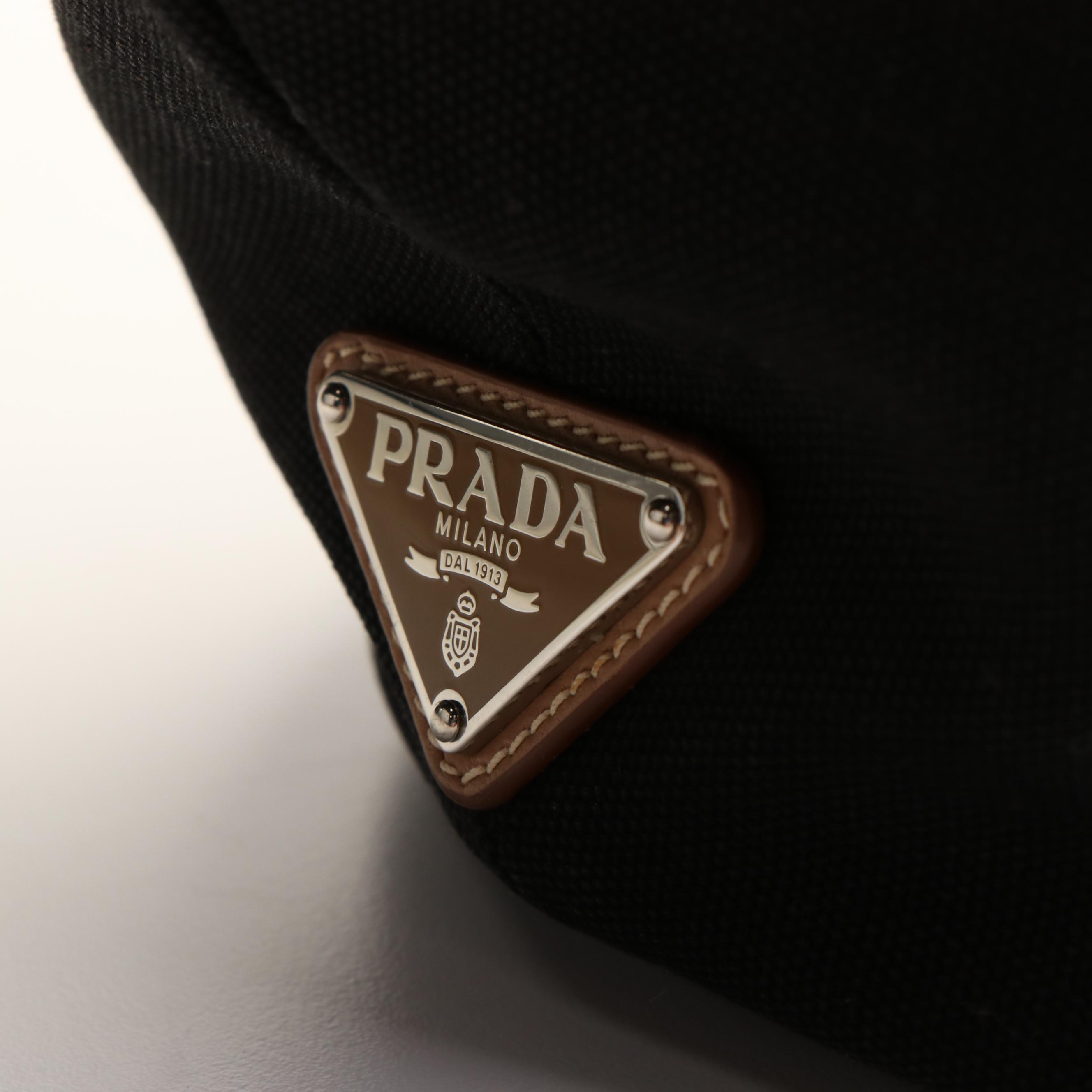 Prada Canapa 2Way Tote with Pochette in Black Canvas