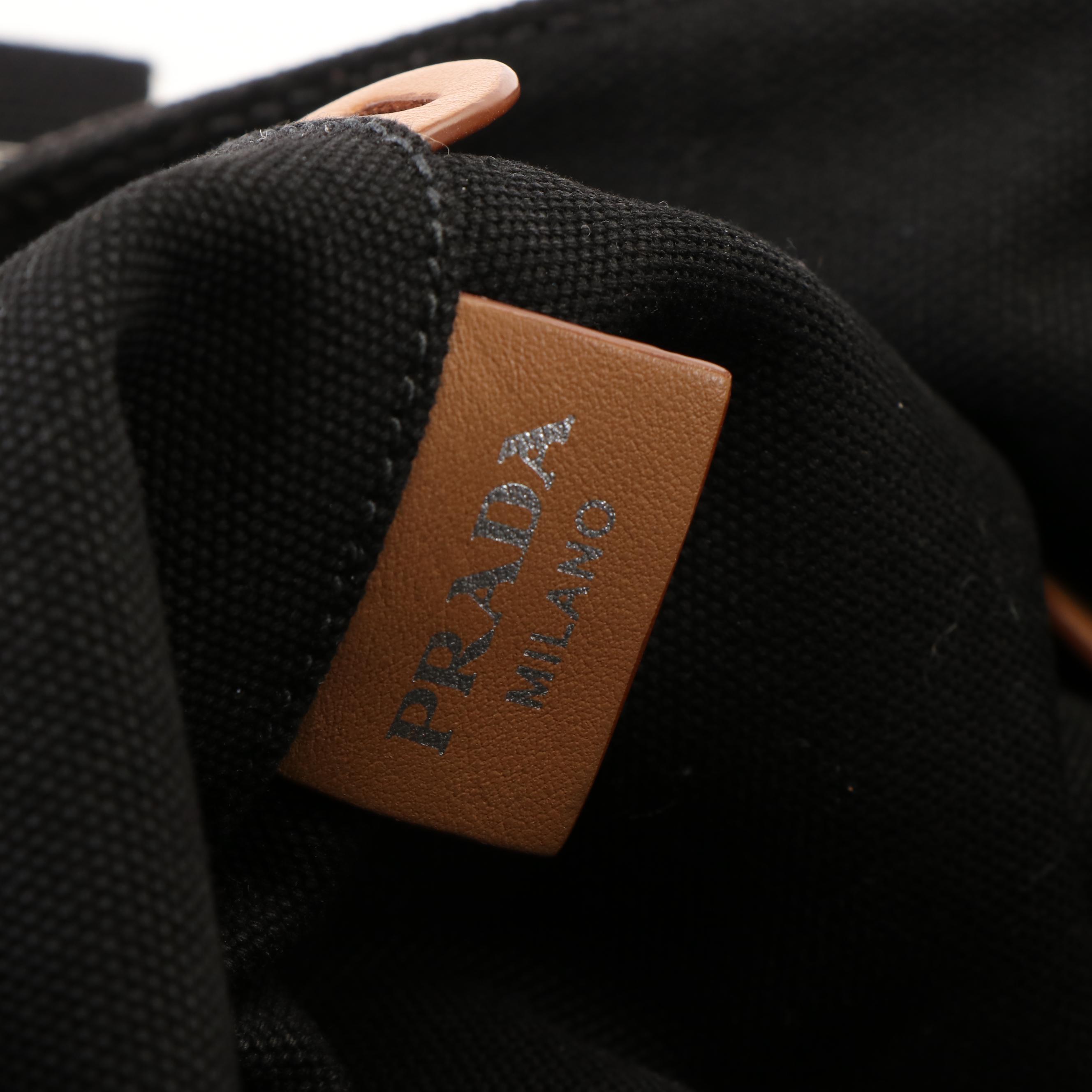 Prada Canapa 2Way Tote with Pochette in Black Canvas