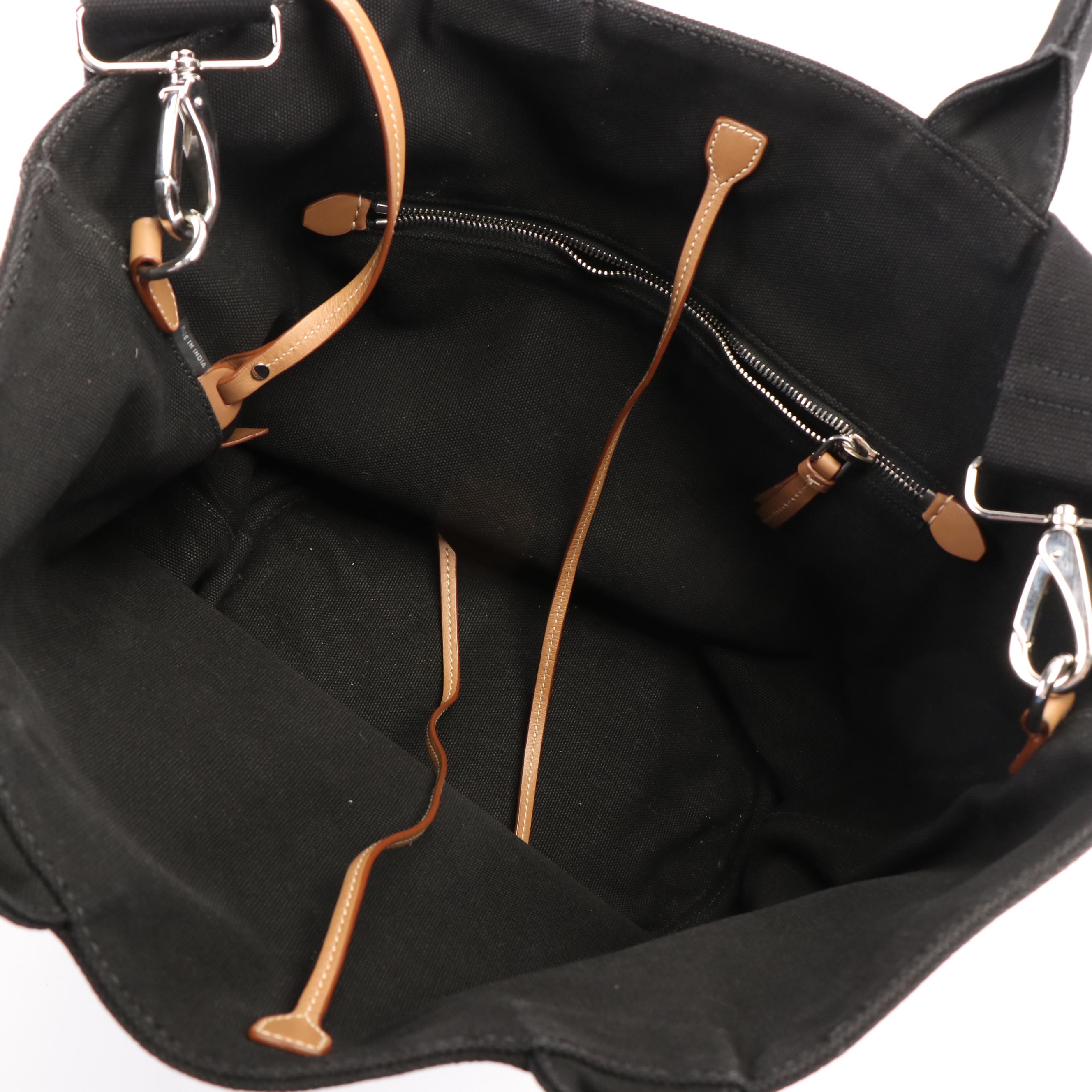 Prada Canapa 2Way Tote with Pochette in Black Canvas