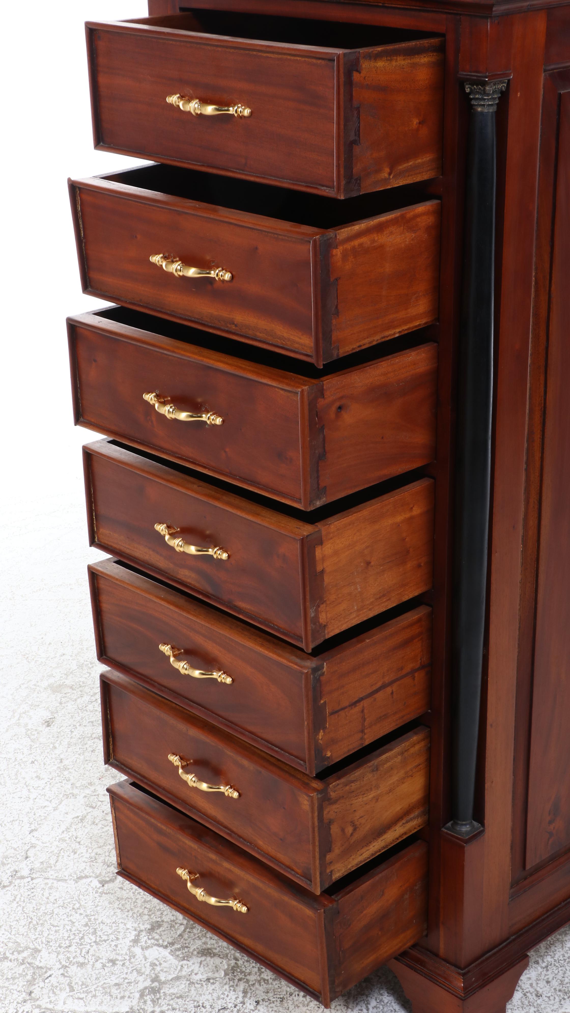 Classical Style Mahogany and Ebonized Seven-Drawer Chest, Late 20th Century