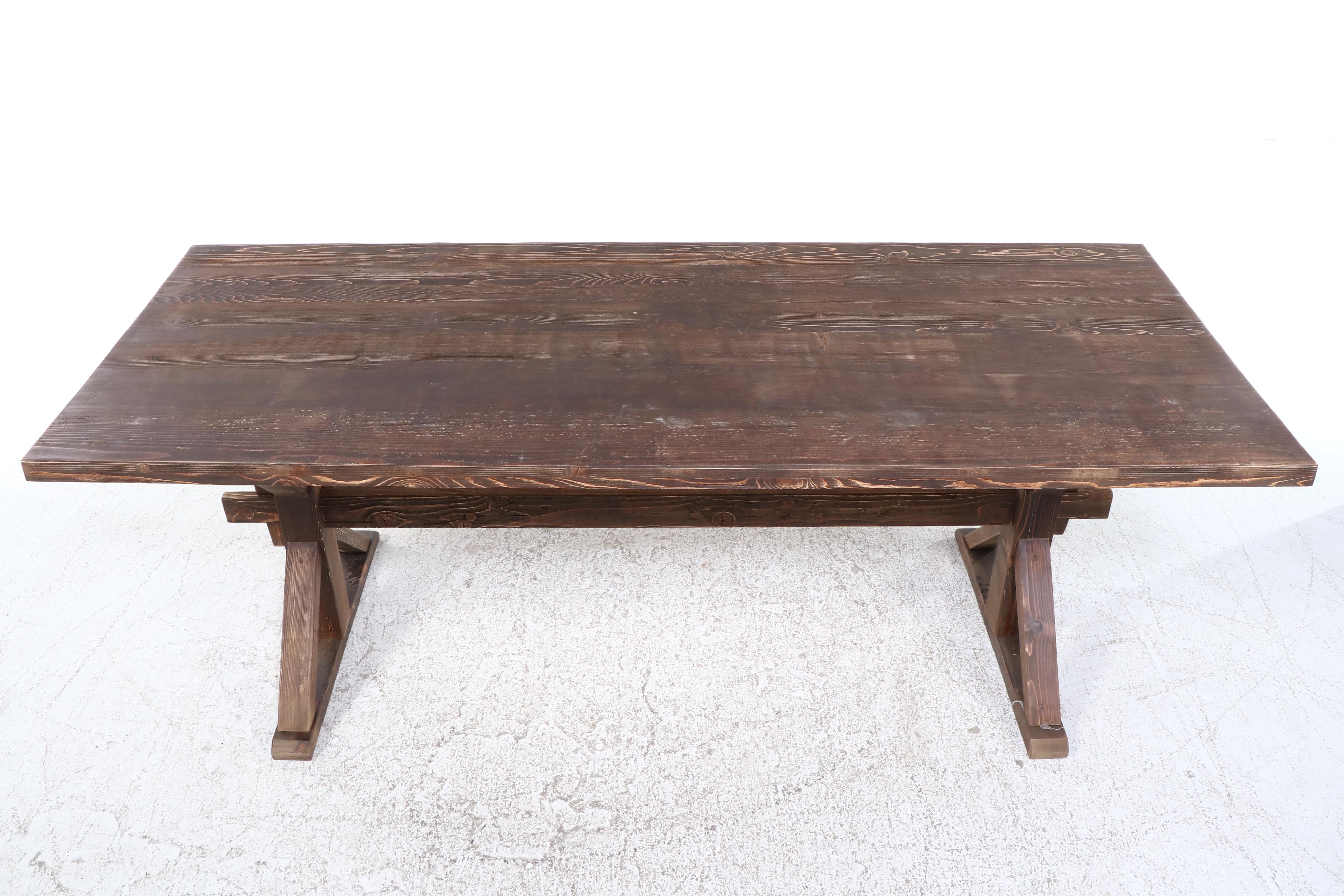 Rustic Style Contemporary Oak Farm Trestle Table
