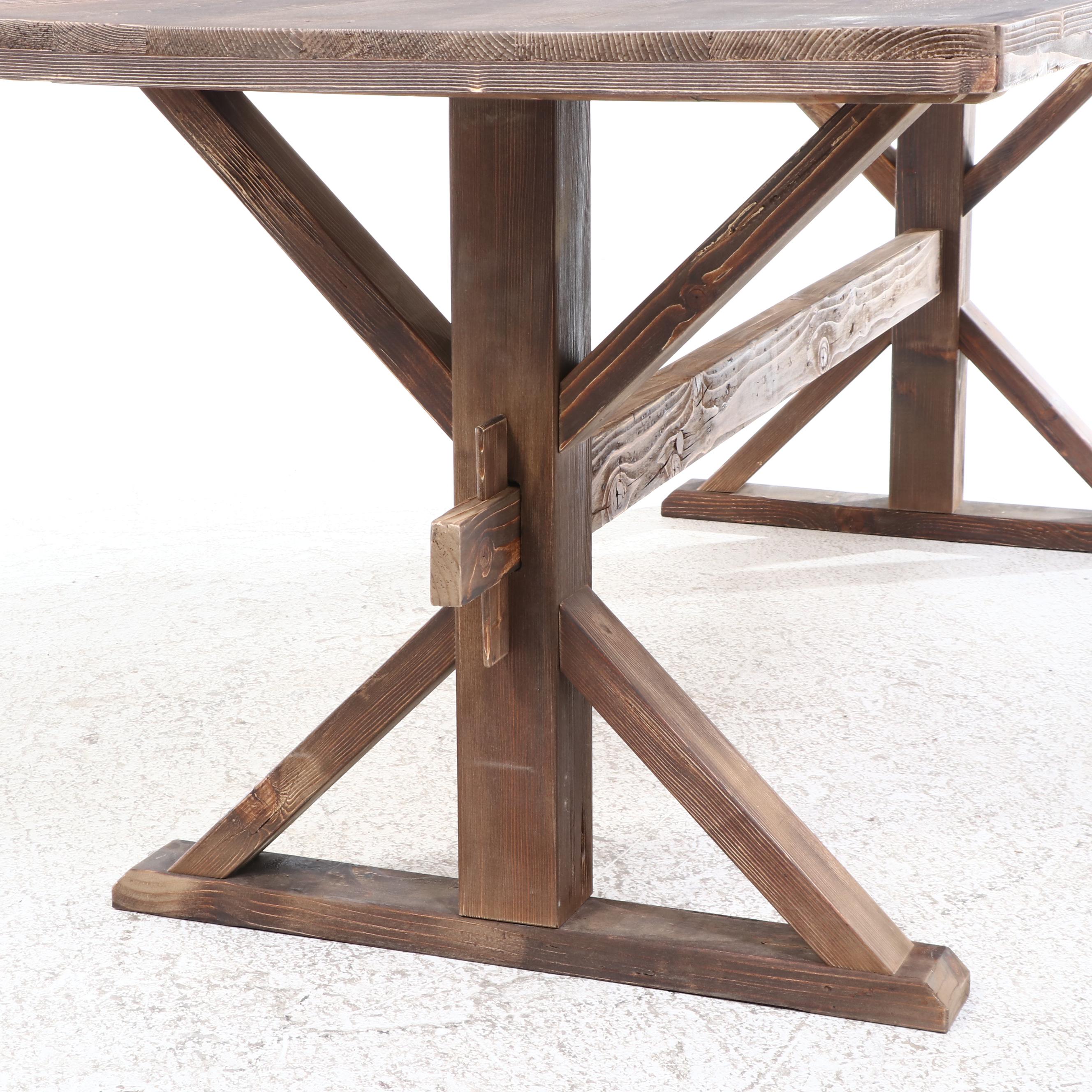 Rustic Style Contemporary Oak Farm Trestle Table