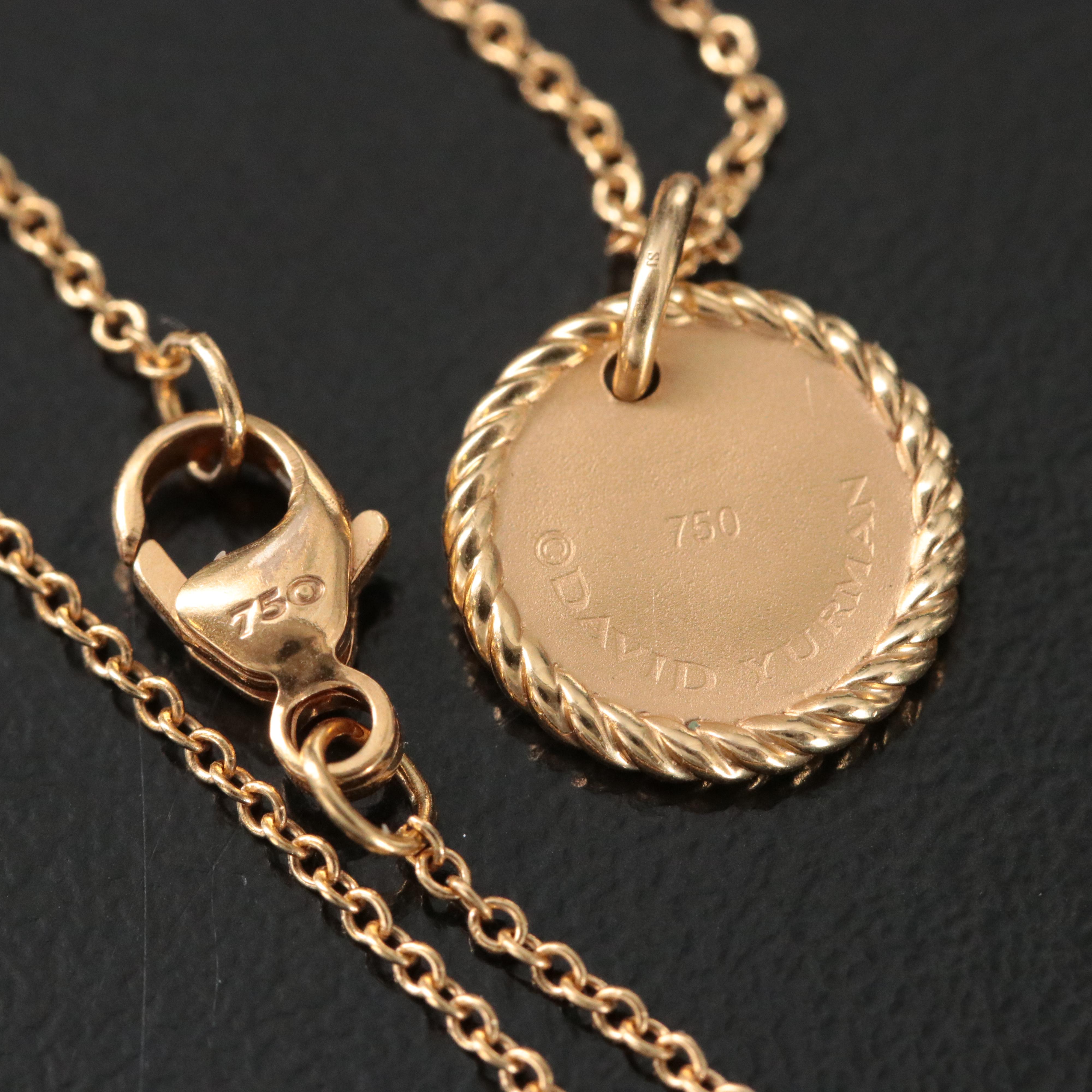 David Yurman 18K Rain Cloud Diamond and Sapphire Charm Pendant Necklace