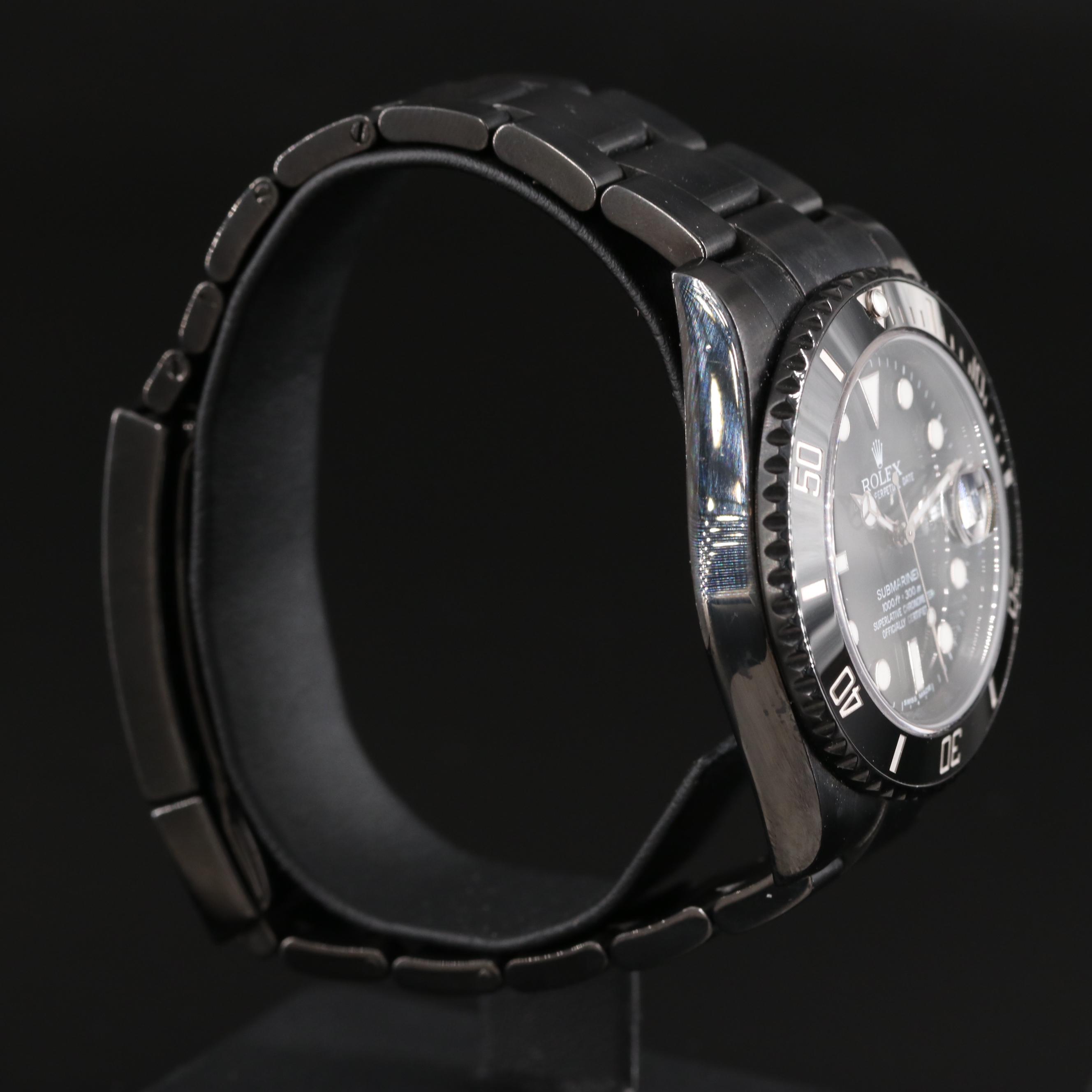 Rolex Submariner Custom Coated DLC-PVD, Ceramic Bezel Watch