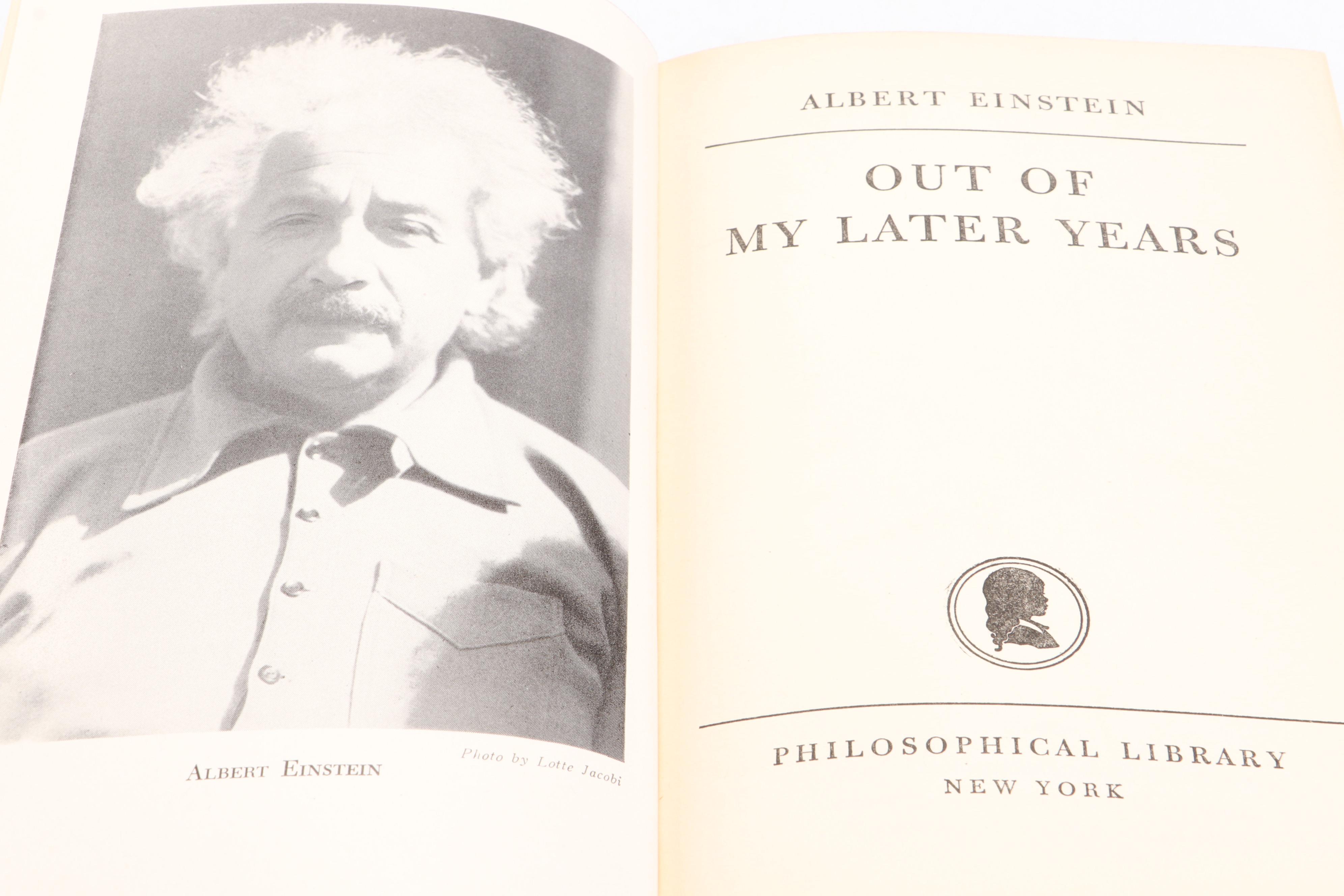 First Edition "Out of My Later Years" by Albert Einstein, 1950