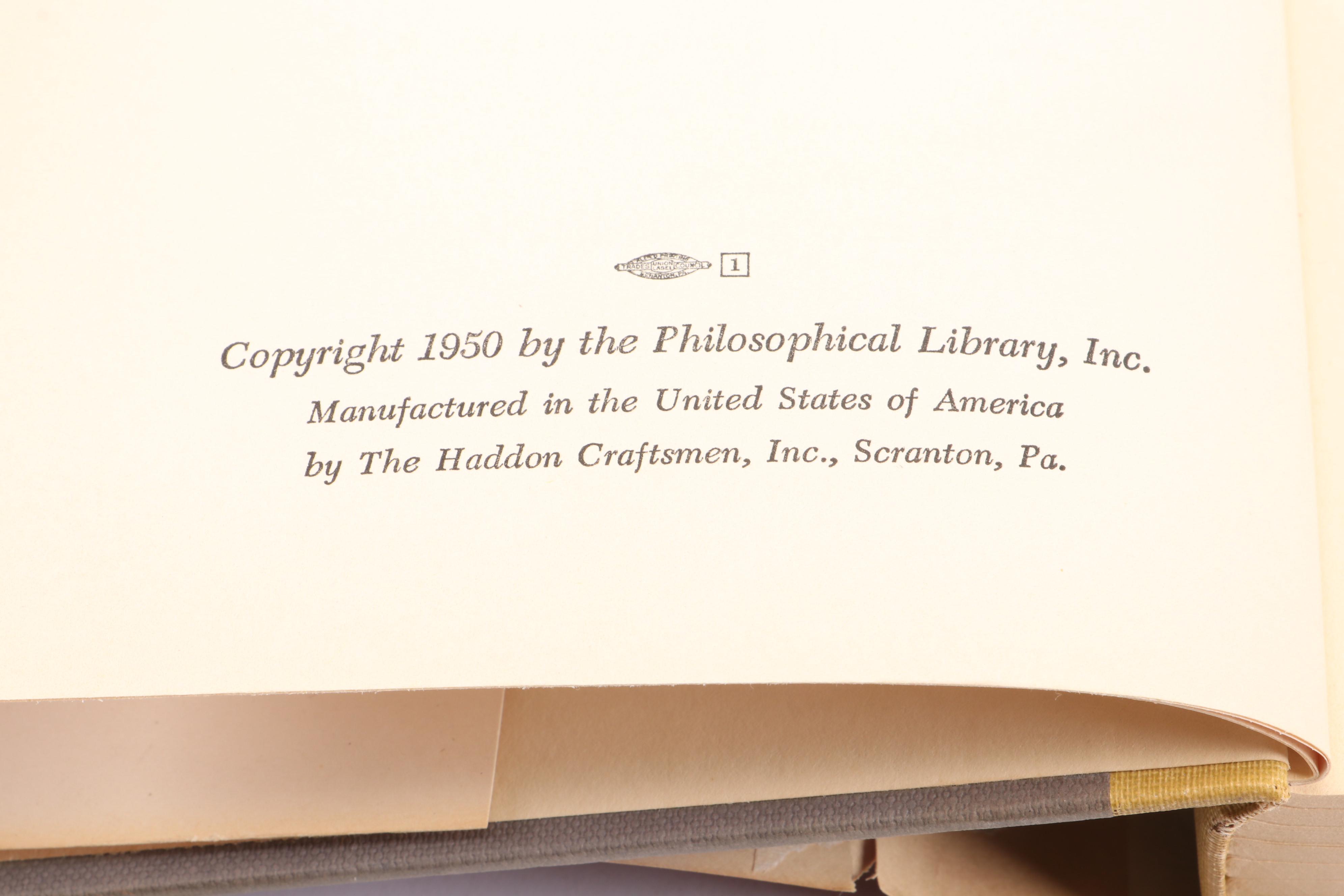 First Edition "Out of My Later Years" by Albert Einstein, 1950