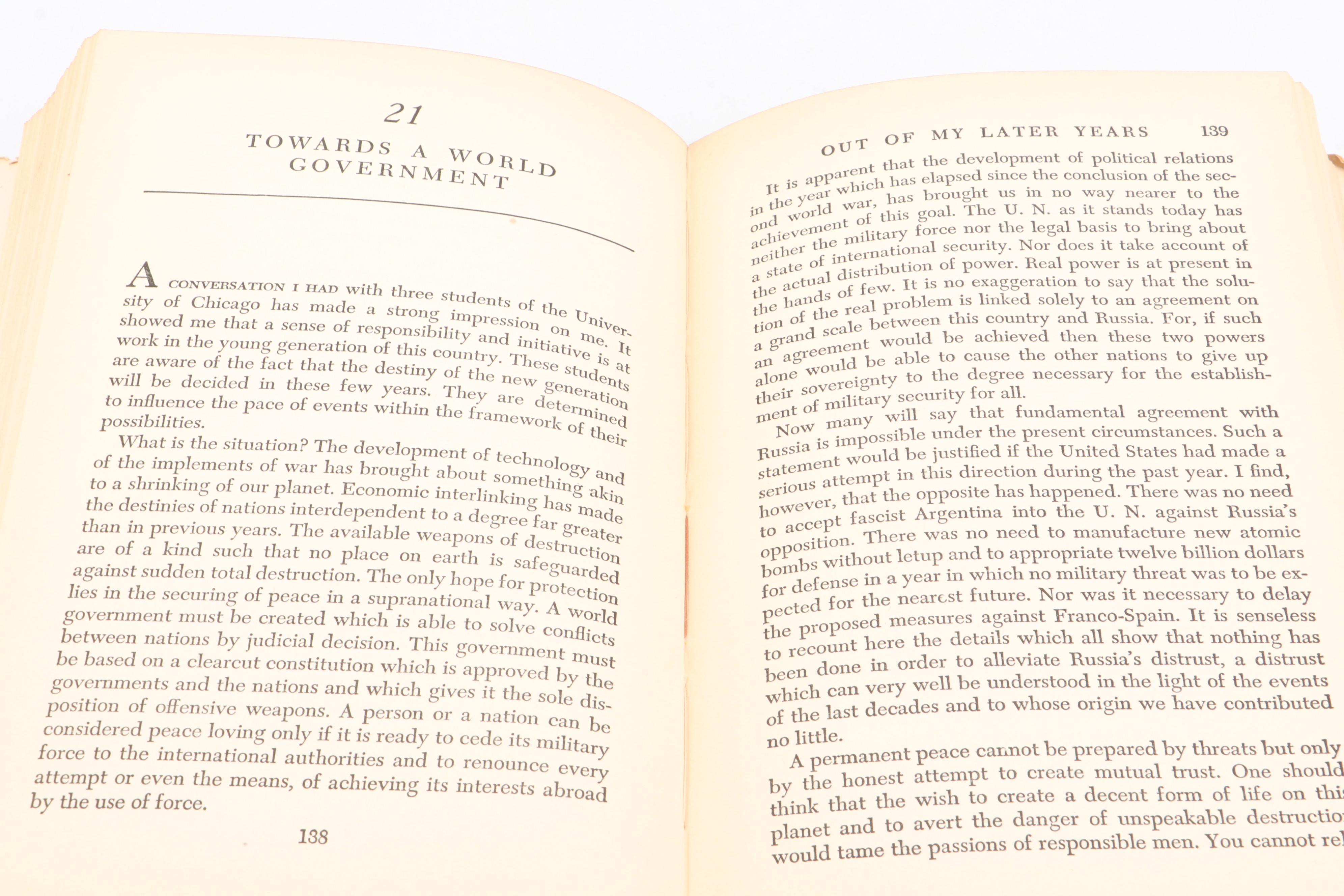 First Edition "Out of My Later Years" by Albert Einstein, 1950