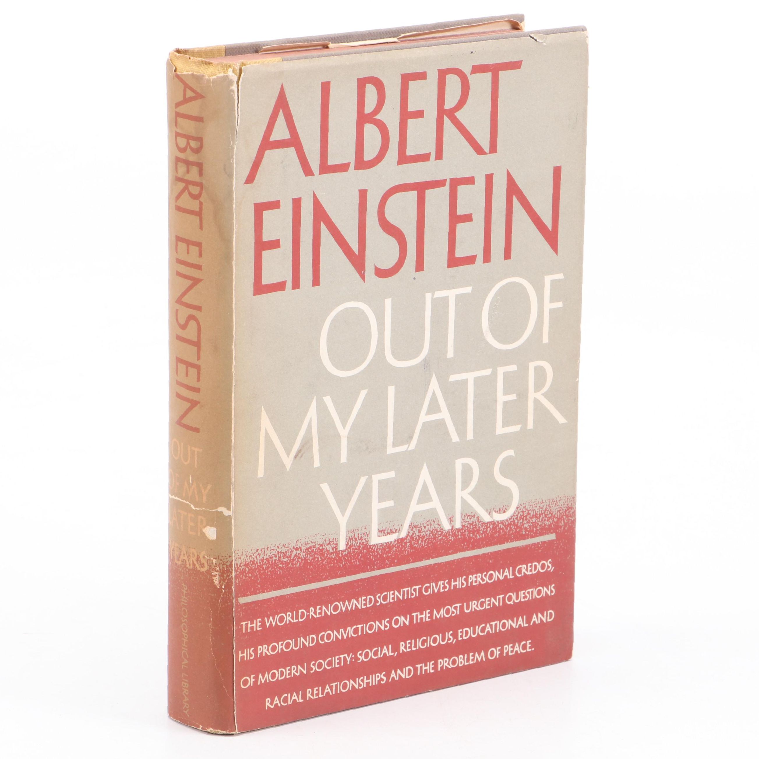 First Edition "Out of My Later Years" by Albert Einstein, 1950