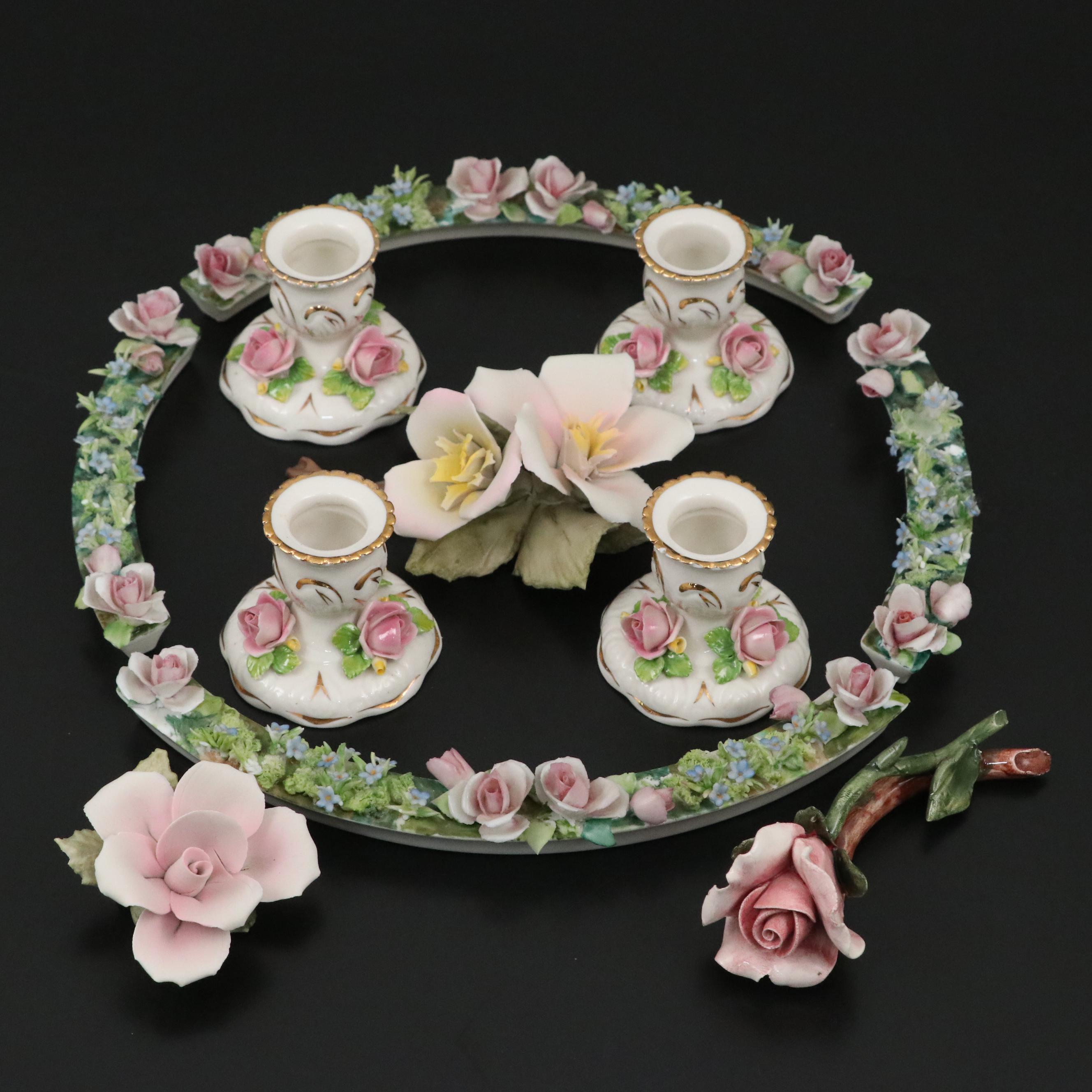 Sandziell, Höffner & Co Centerpiece Candlesticks and Ring with Other Flowers