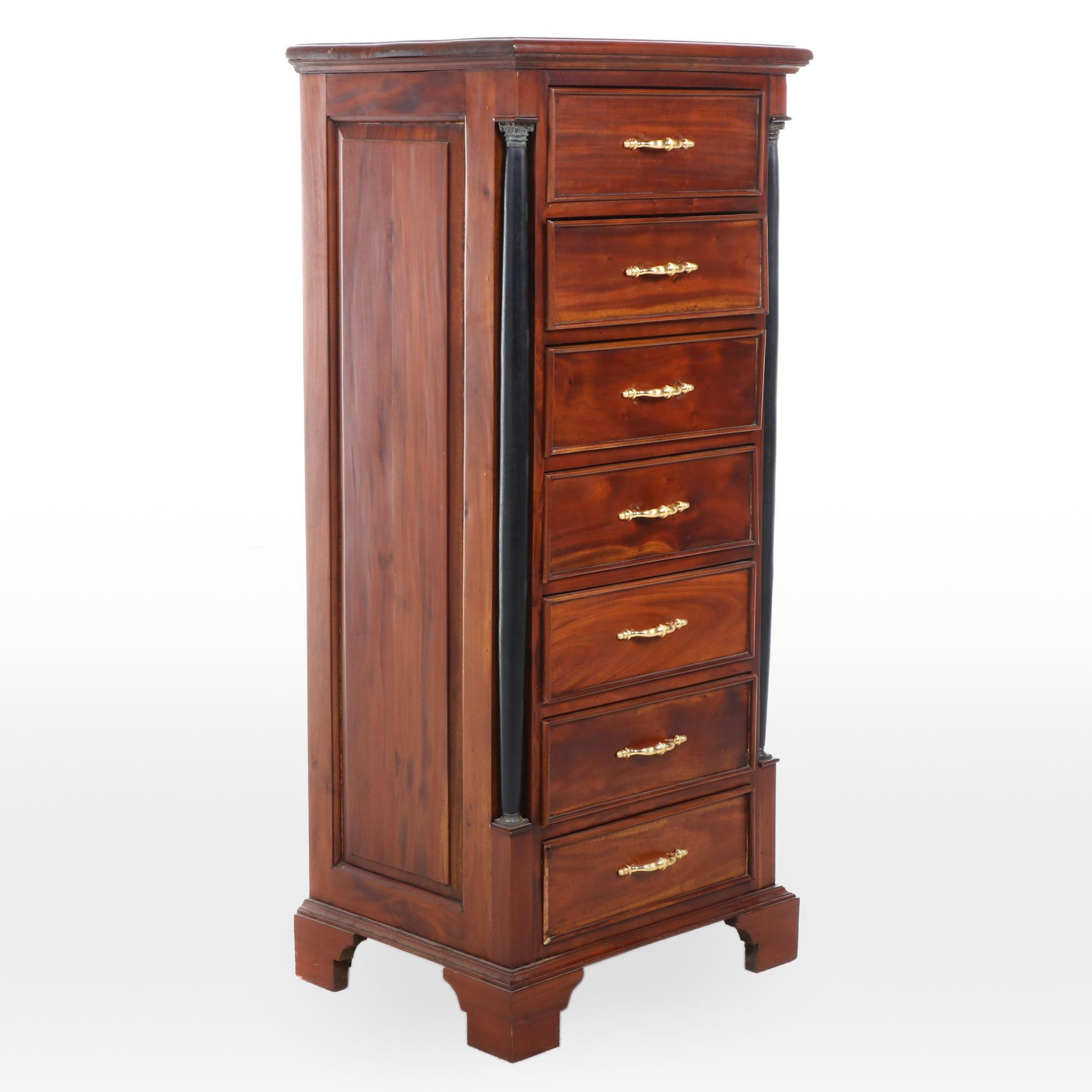 Classical Style Mahogany and Ebonized Seven-Drawer Chest, Late 20th Century